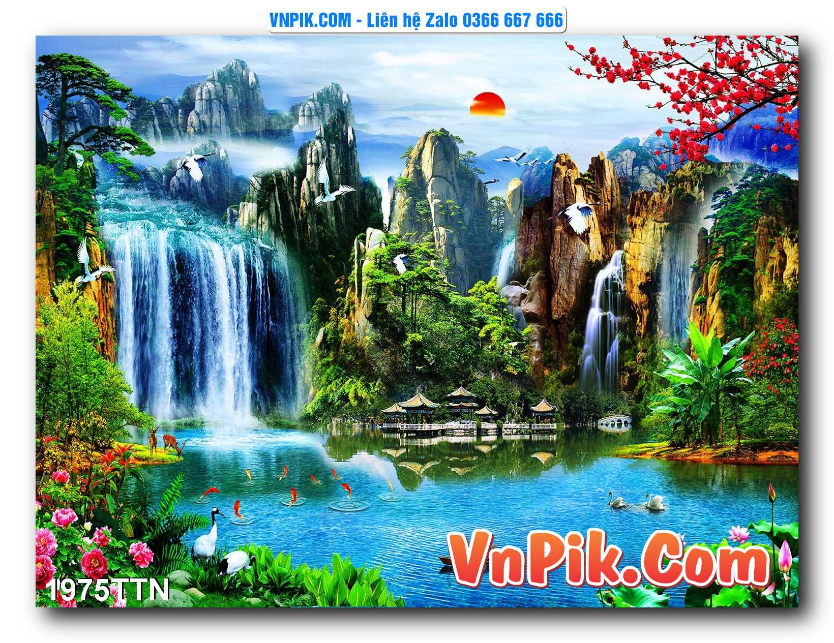Tranh thác nước – Tranh phong thủy – Tranh treo tường mã 1975TTN