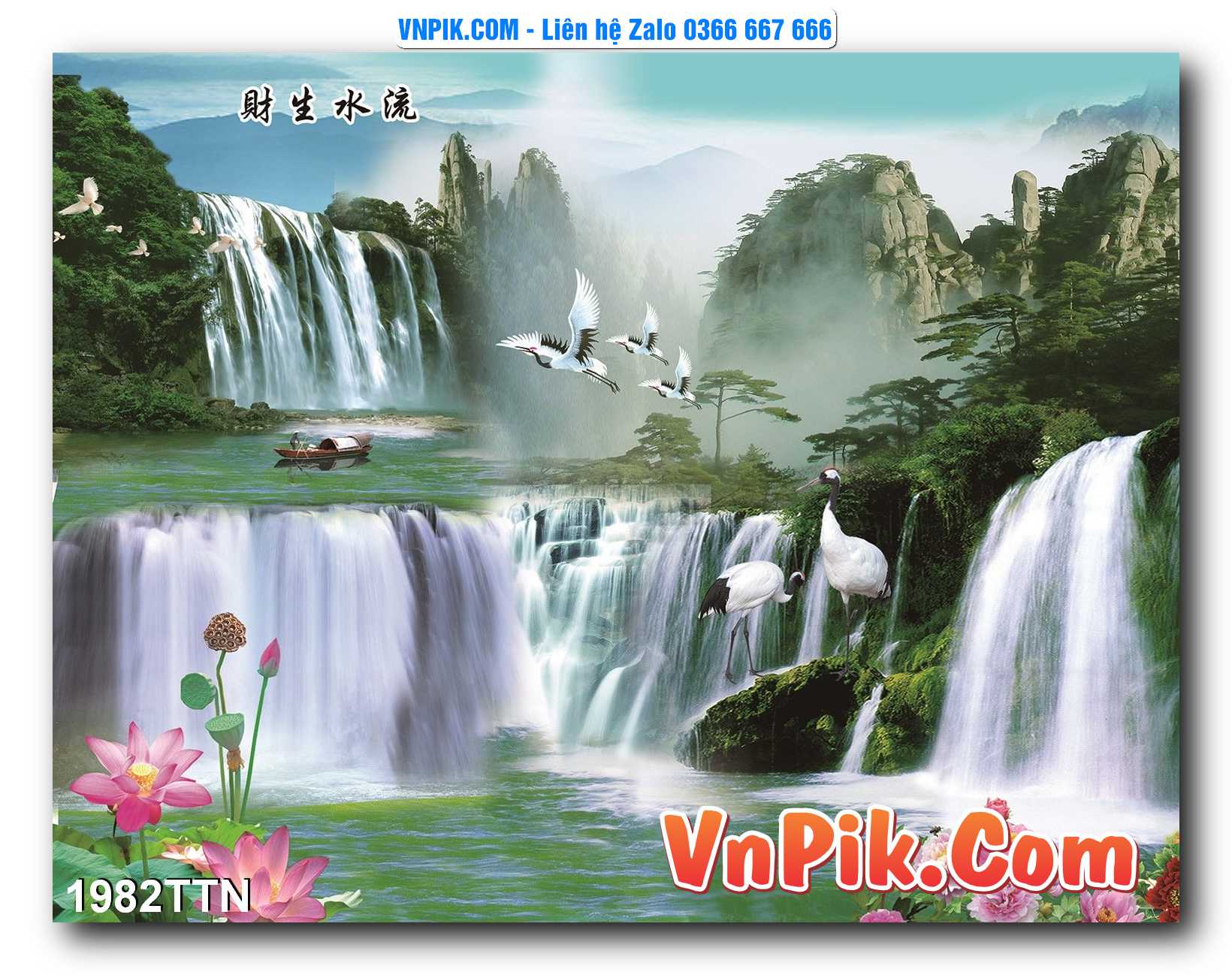 Tranh thác nước – Tranh phong thủy – Tranh treo tường mã 1982TTN