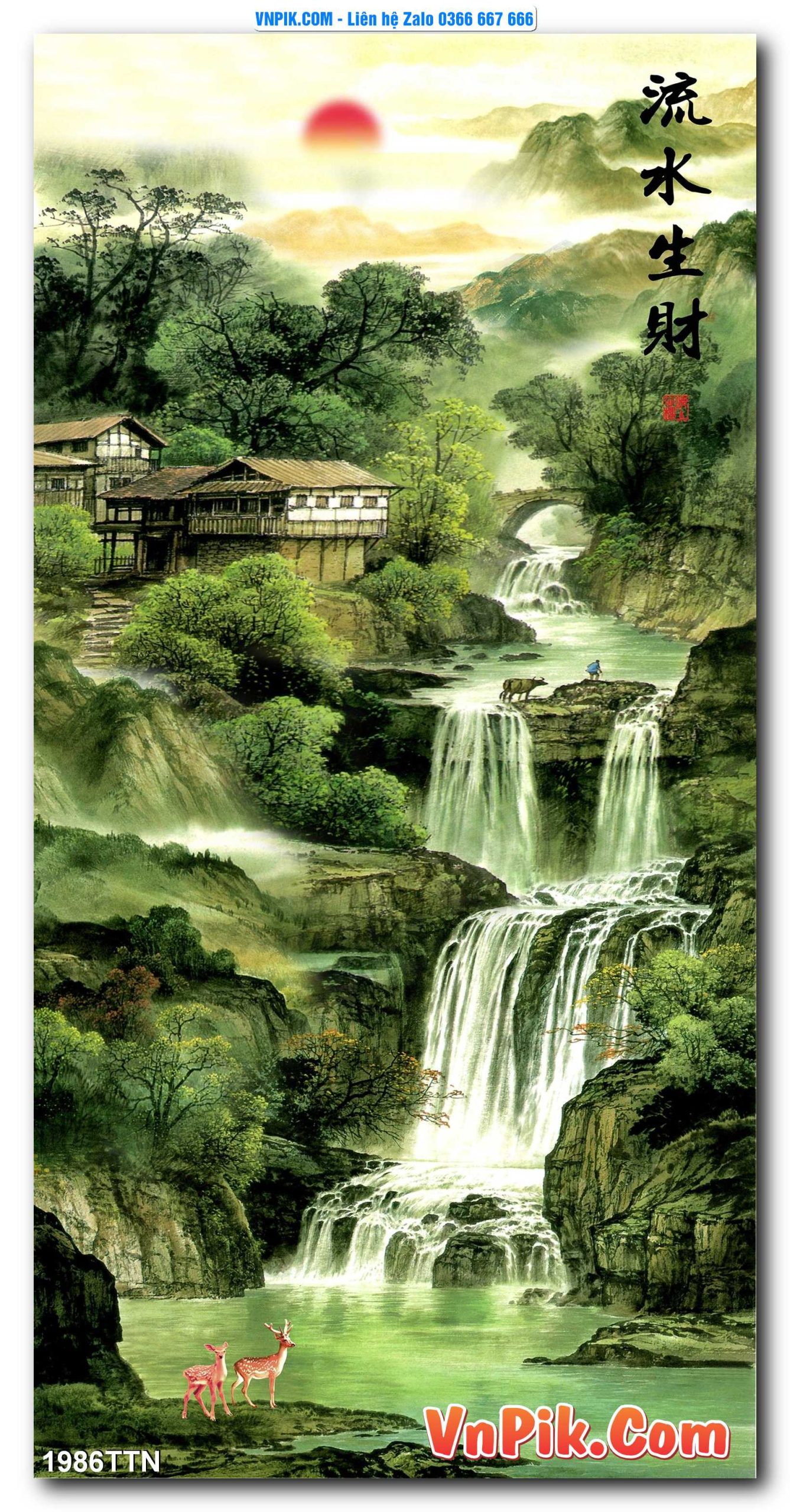 Tranh thác nước – Tranh phong thủy – Tranh treo tường mã 1986TTN