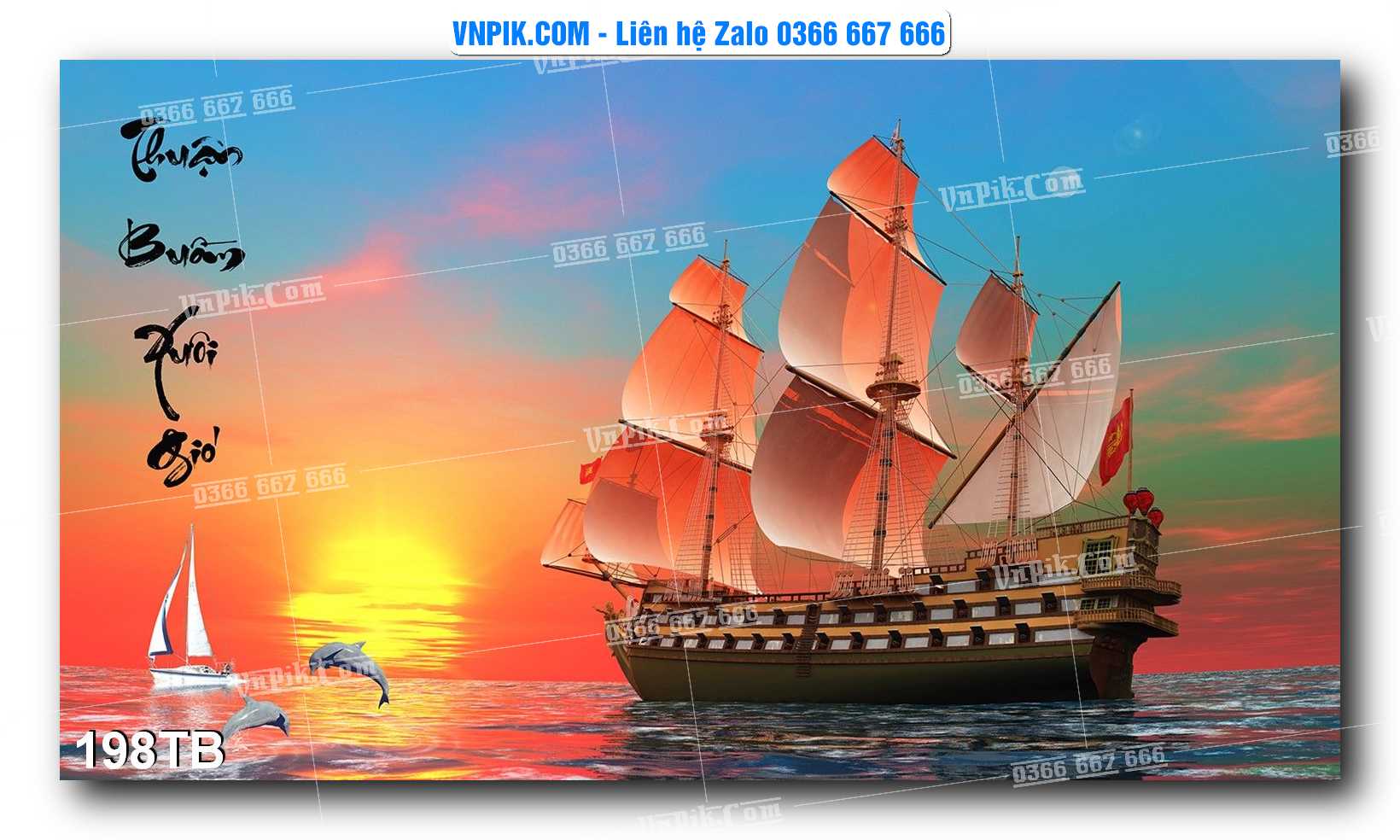 Tranh thuận buồm xuôi gió file PSD mẫu 198TB