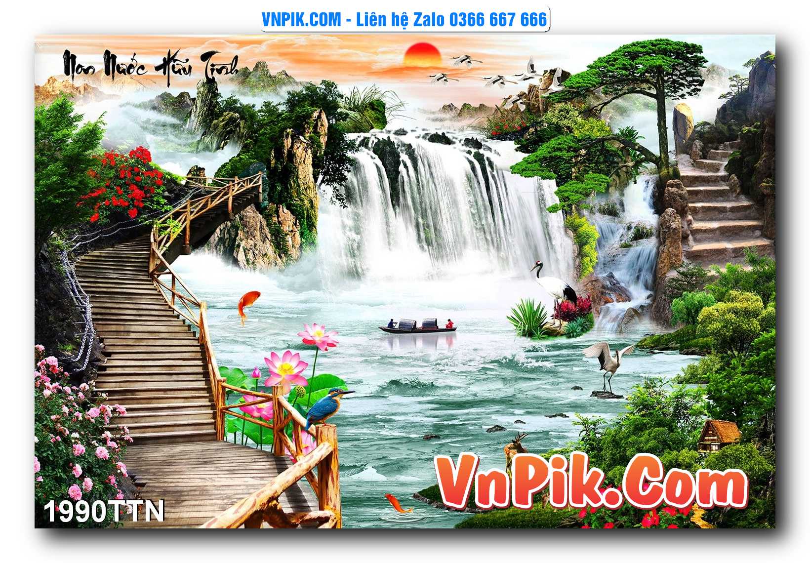Tranh thác nước – Tranh phong thủy – Tranh treo tường mã 1990TTN