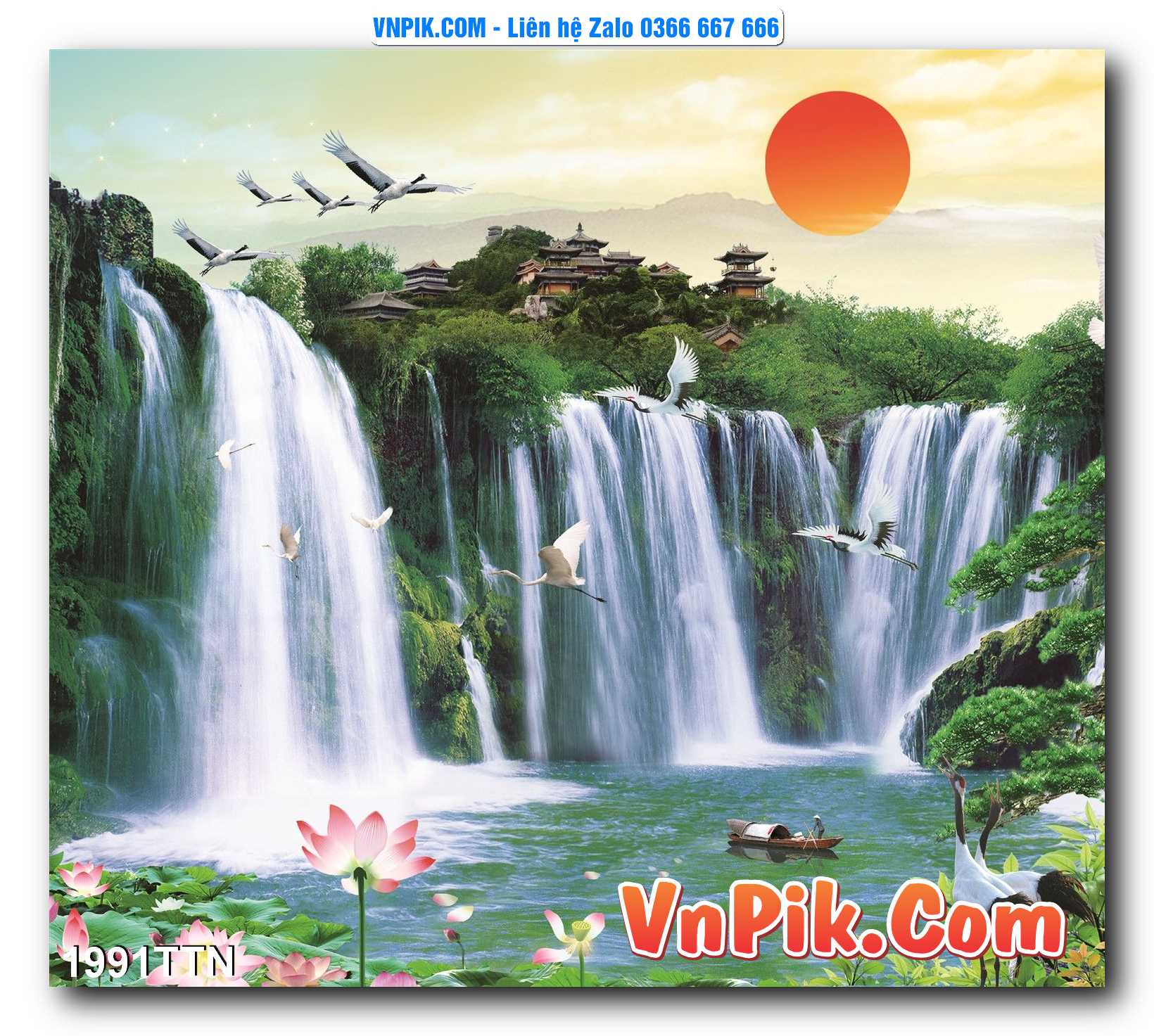 Tranh thác nước – Tranh phong thủy – Tranh treo tường mã 1991TTN