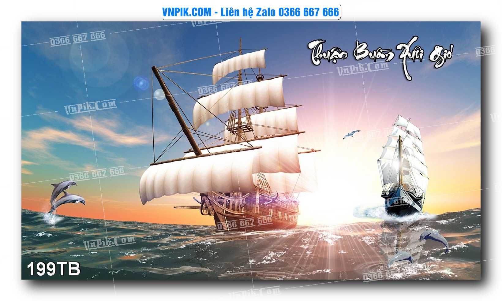 Tranh thuận buồm xuôi gió file PSD mẫu 199TB