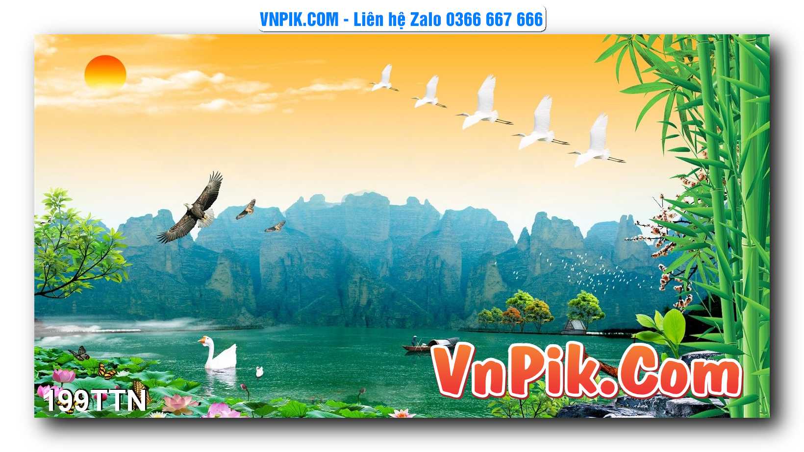 Tranh thác nước – Tranh phong thủy – Tranh treo tường mã 199TTN