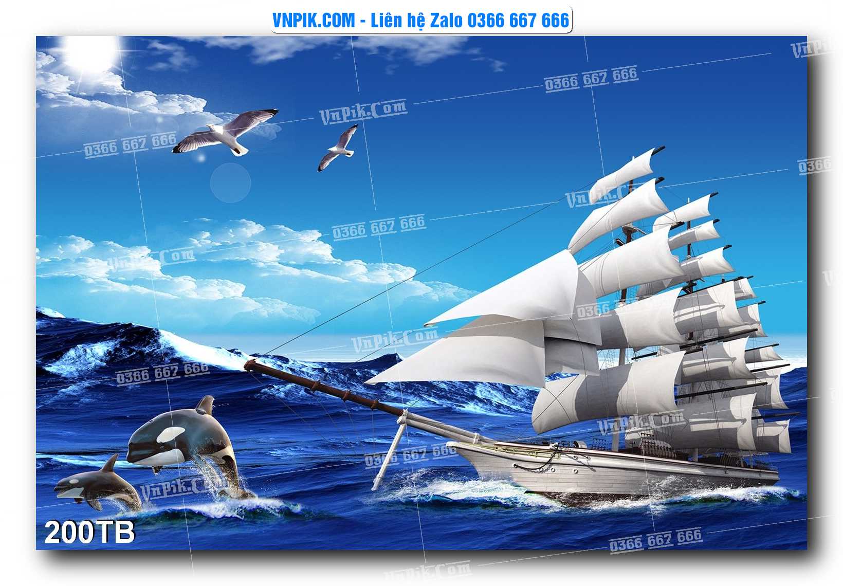 Tranh thuận buồm xuôi gió file PSD mẫu 200TB