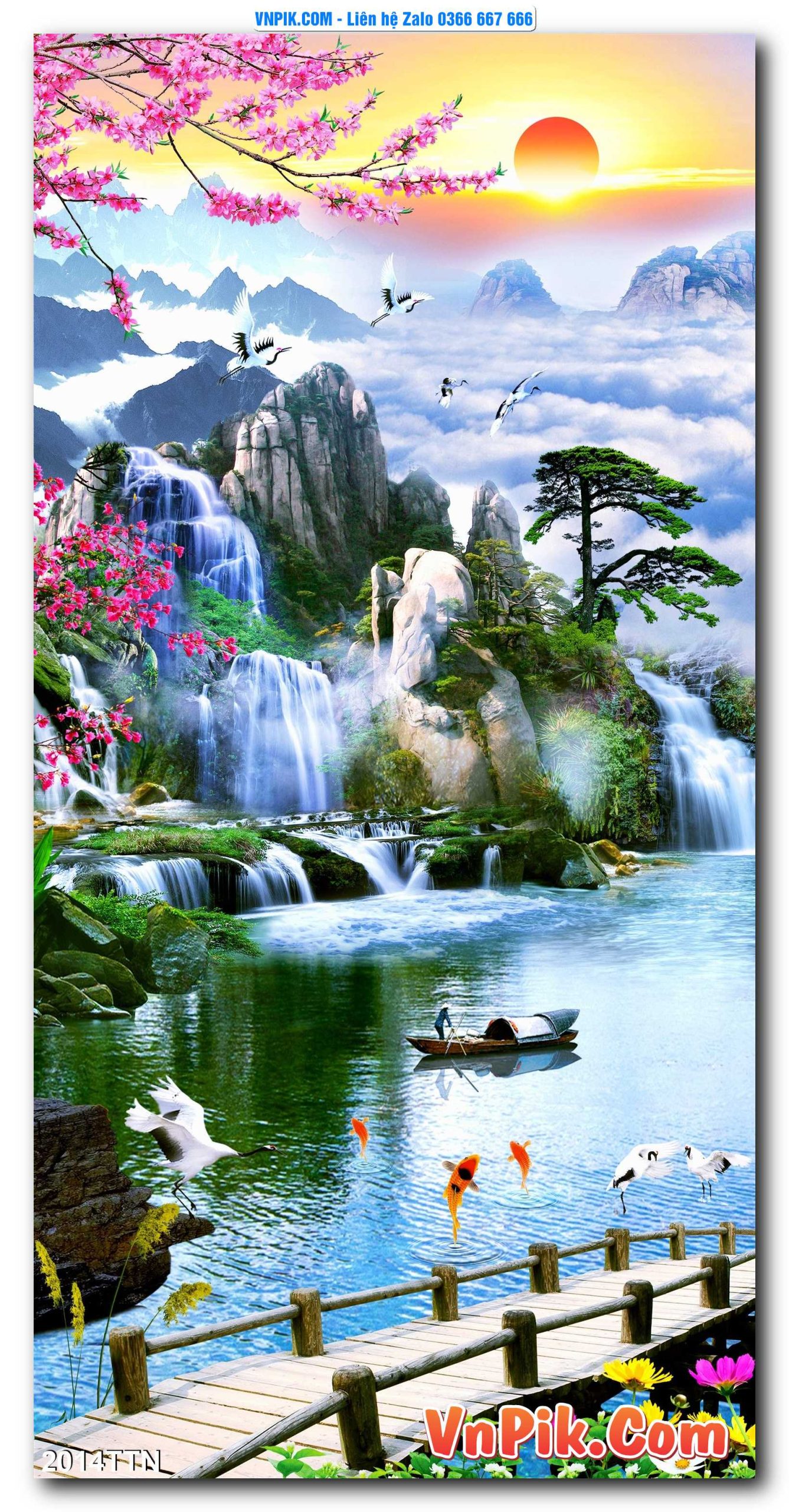 Tranh thác nước – Tranh phong thủy – Tranh treo tường mã 2014TTN