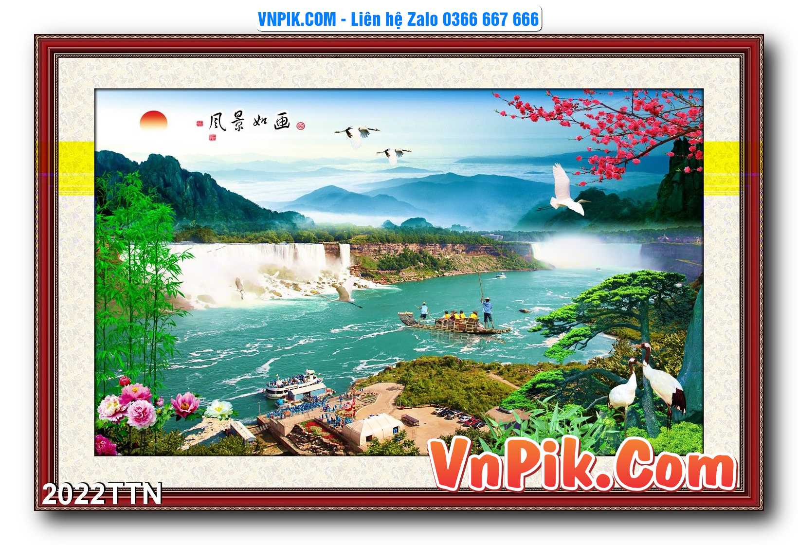 Tranh thác nước – Tranh phong thủy – Tranh treo tường mã 2022TTN