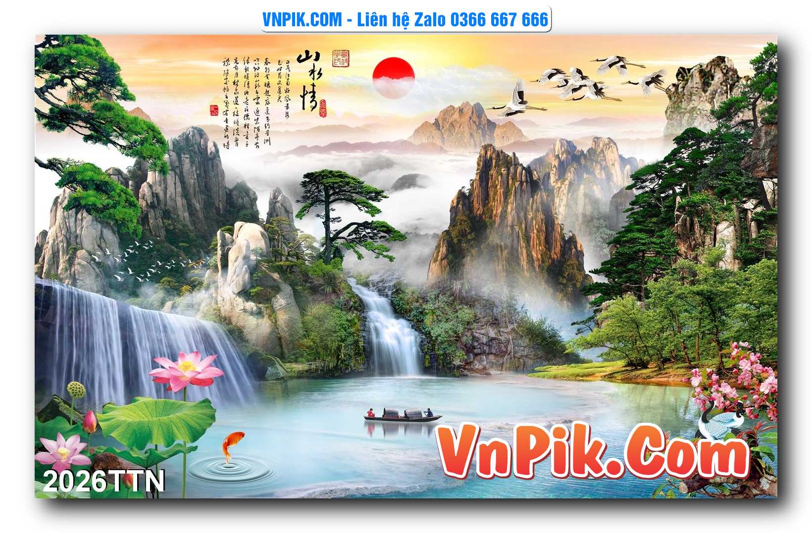 Tranh thác nước – Tranh phong thủy – Tranh treo tường mã 2026TTN