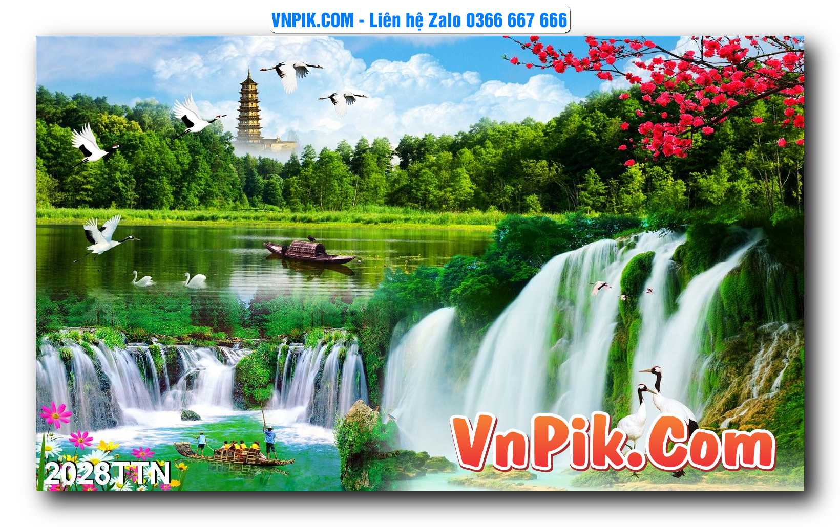 Tranh thác nước – Tranh phong thủy – Tranh treo tường mã 2028TTN