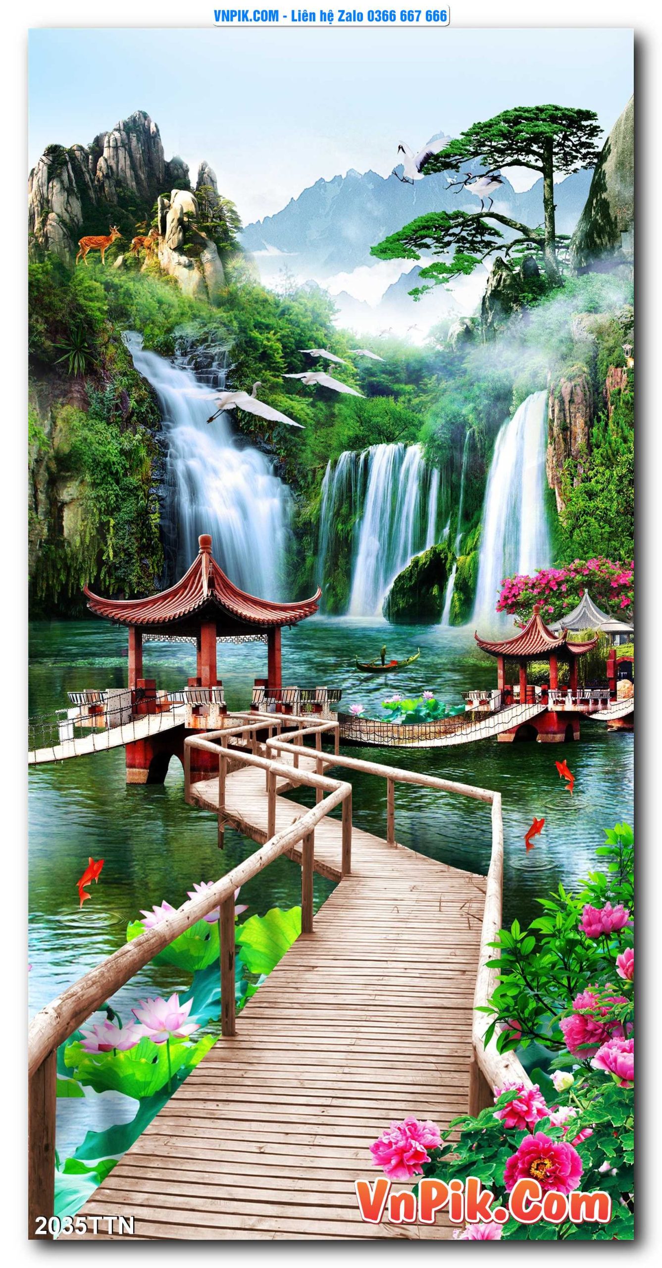 Tranh thác nước – Tranh phong thủy – Tranh treo tường mã 2035TTN