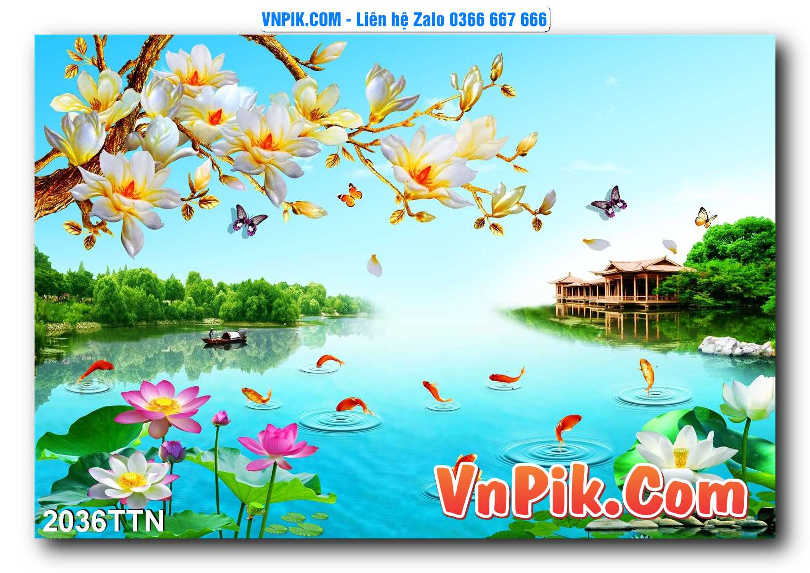 Tranh thác nước – Tranh phong thủy – Tranh treo tường mã 2036TTN