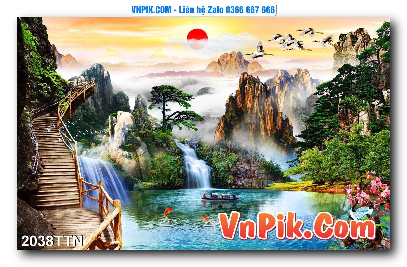 Tranh thác nước – Tranh phong thủy – Tranh treo tường mã 2038TTN