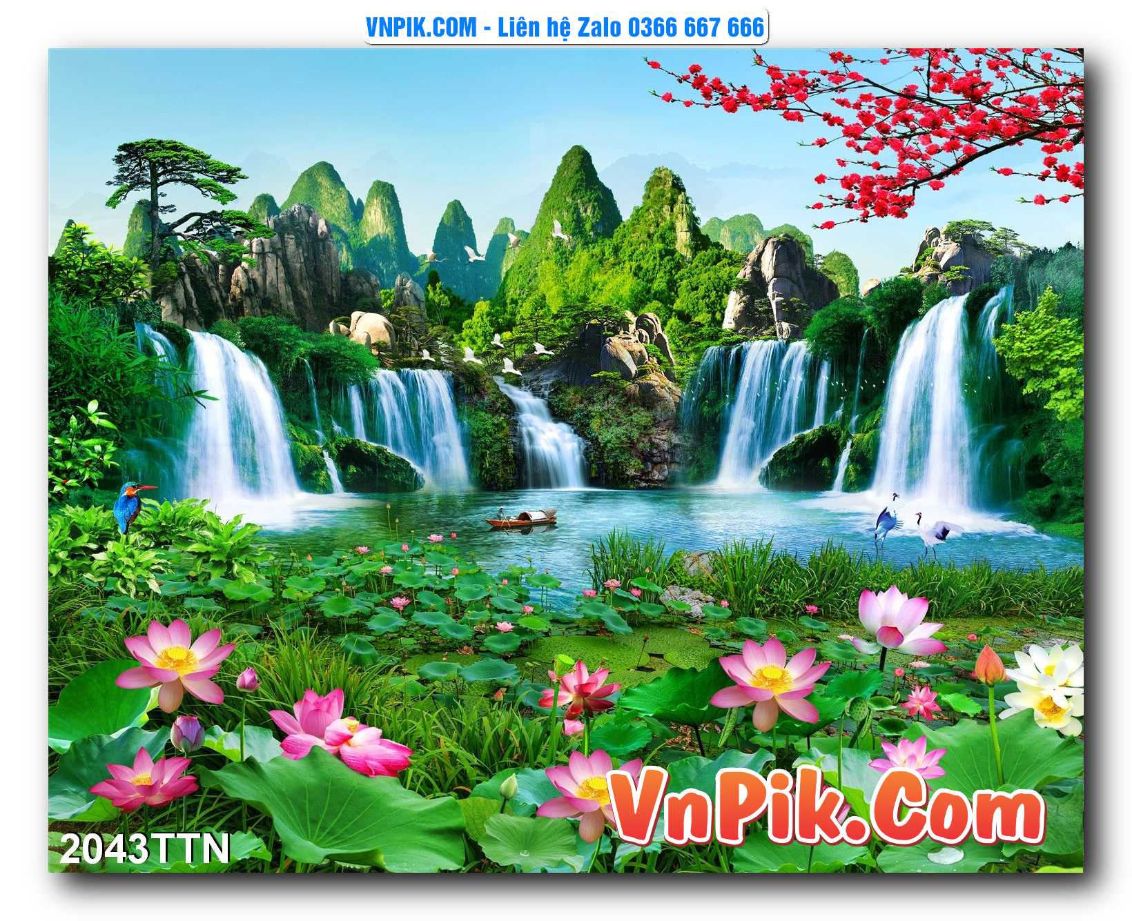 Tranh thác nước – Tranh phong thủy – Tranh treo tường mã 2043TTN