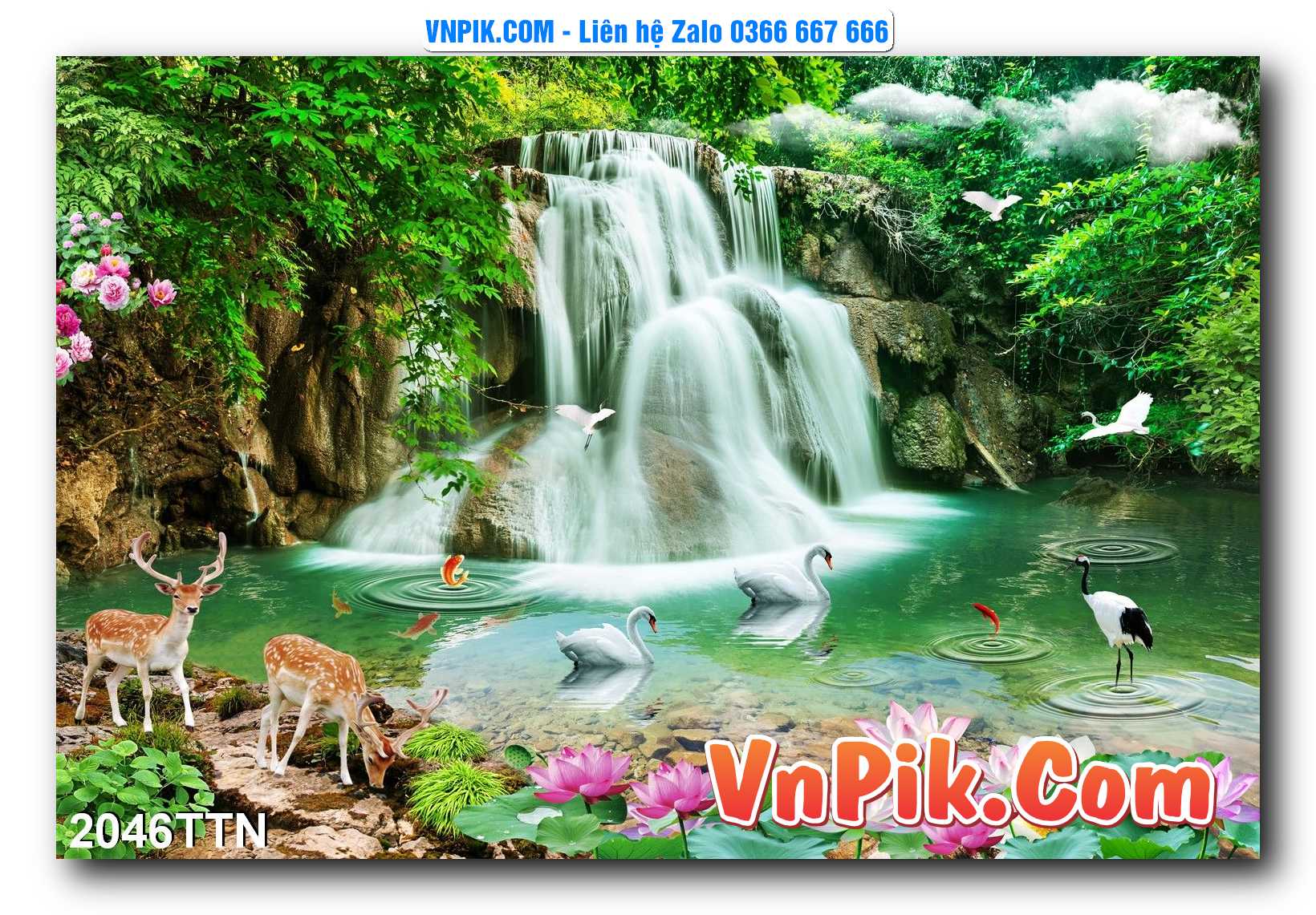 Tranh thác nước – Tranh phong thủy – Tranh treo tường mã 2046TTN