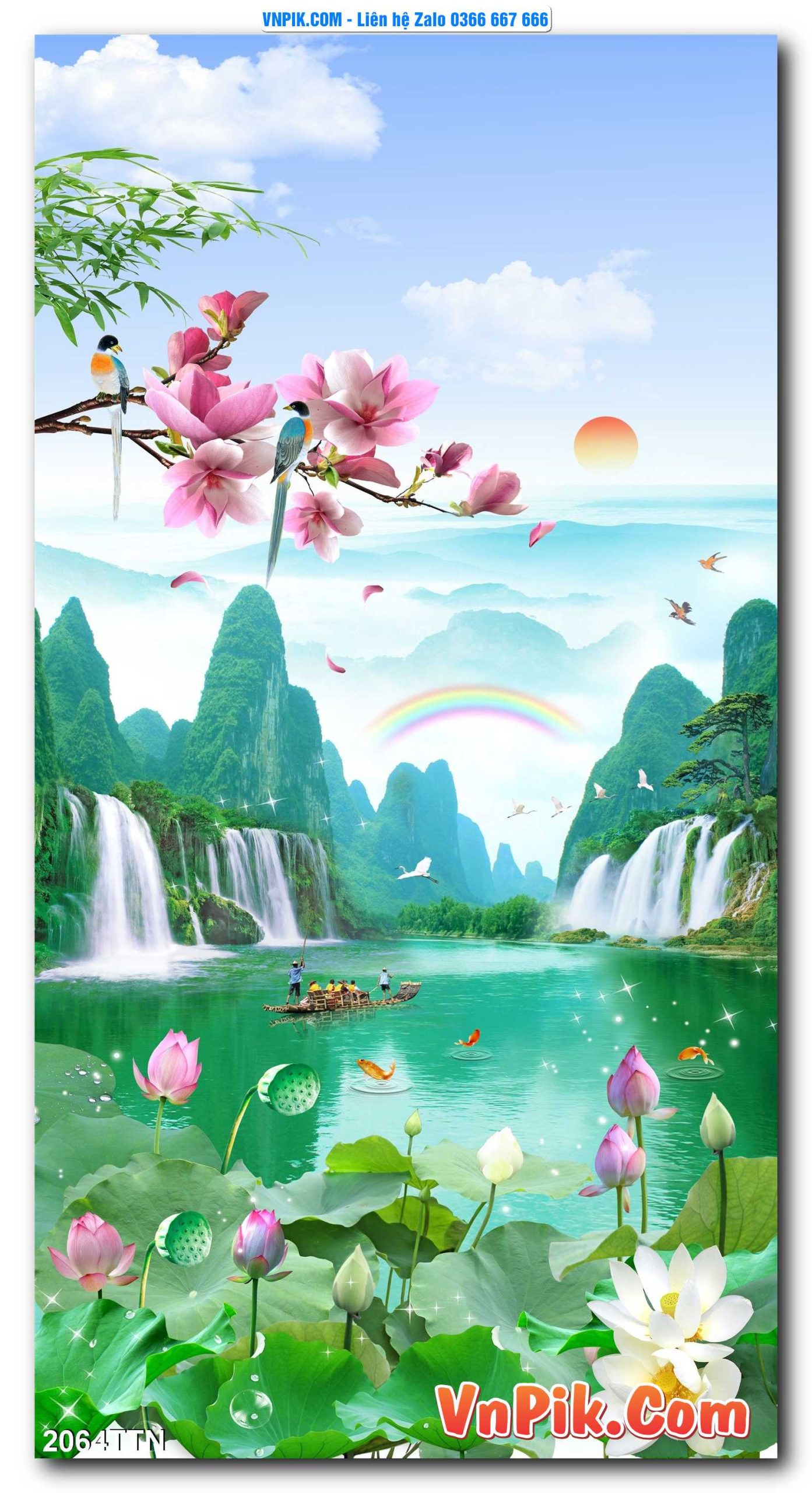 Tranh thác nước – Tranh phong thủy – Tranh treo tường mã 2064TTN