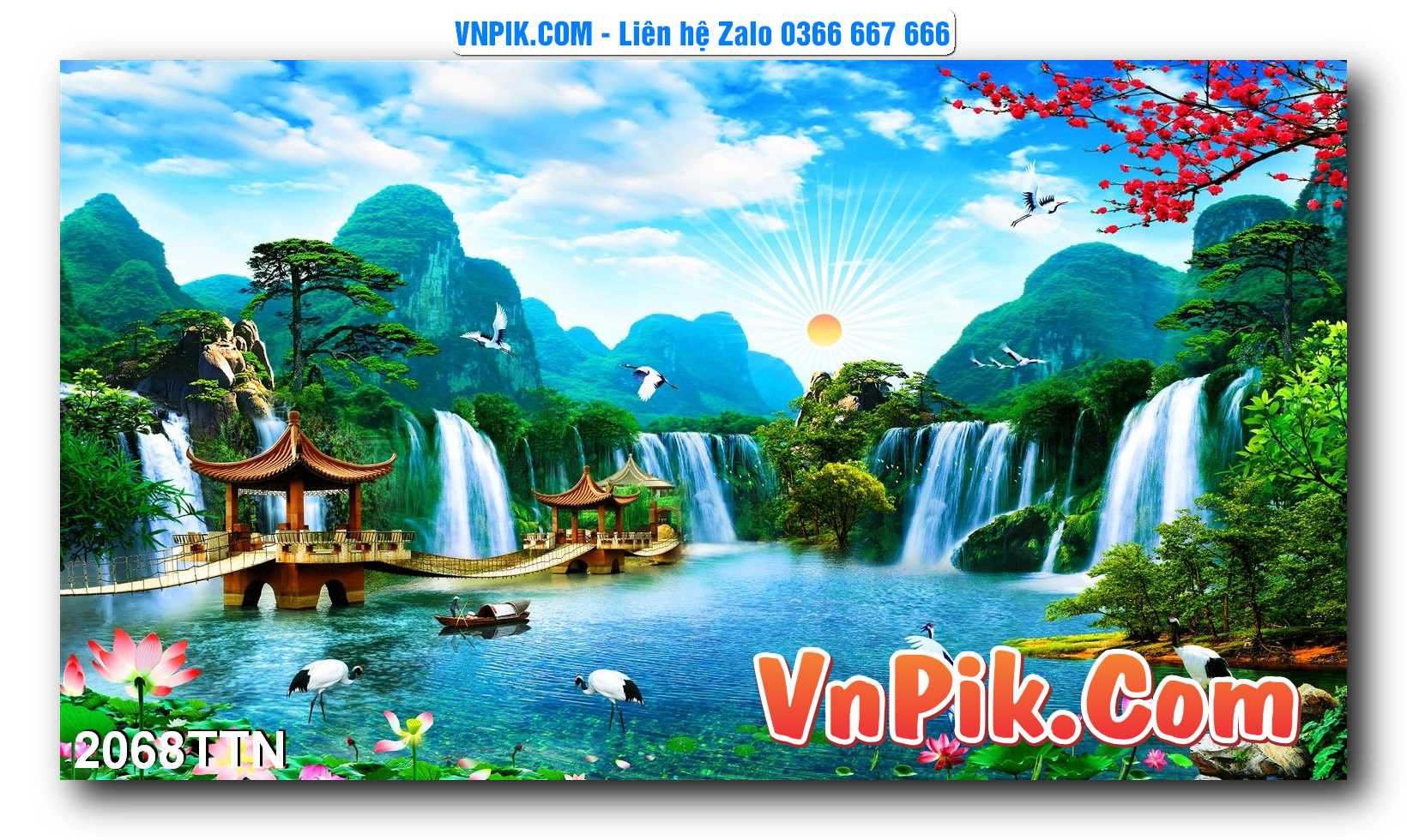 Tranh thác nước – Tranh phong thủy – Tranh treo tường mã 2068TTN