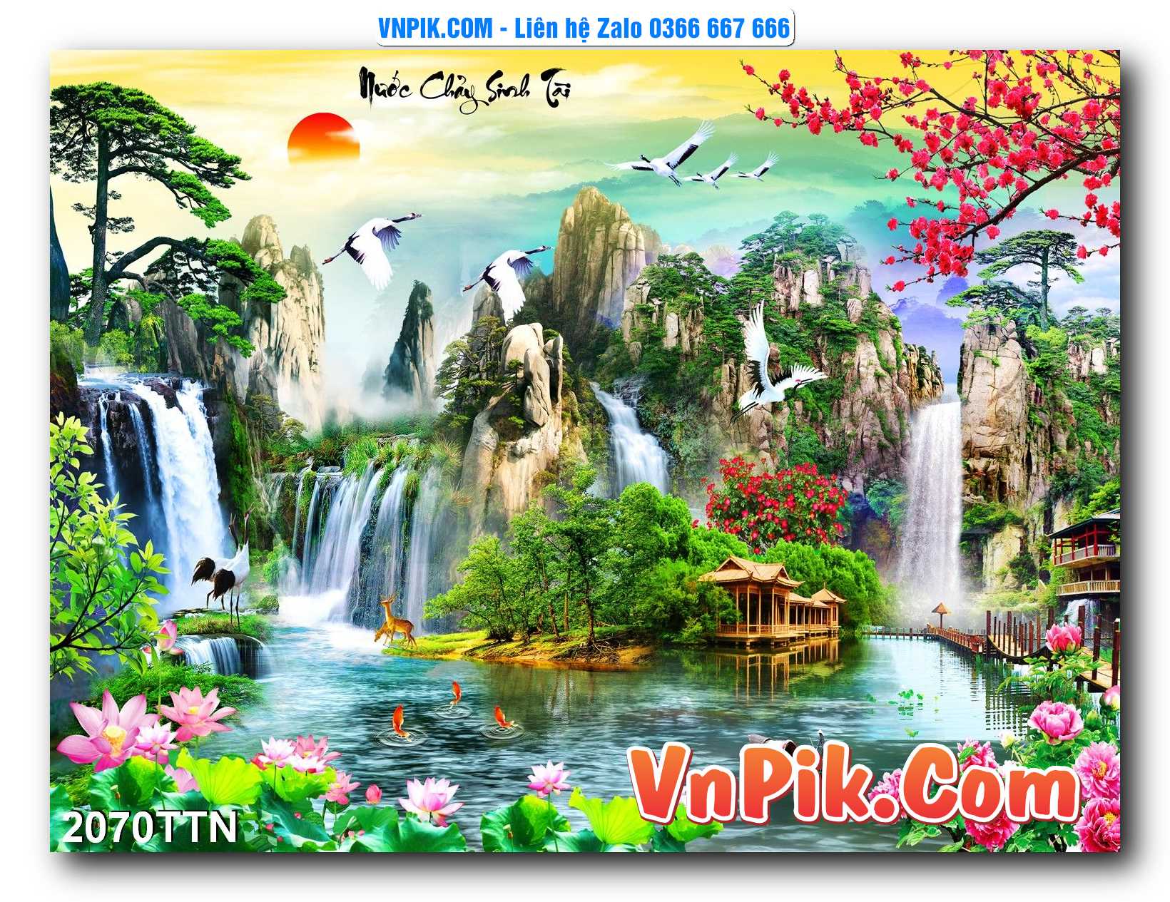 Tranh thác nước – Tranh phong thủy – Tranh treo tường mã 2070TTN