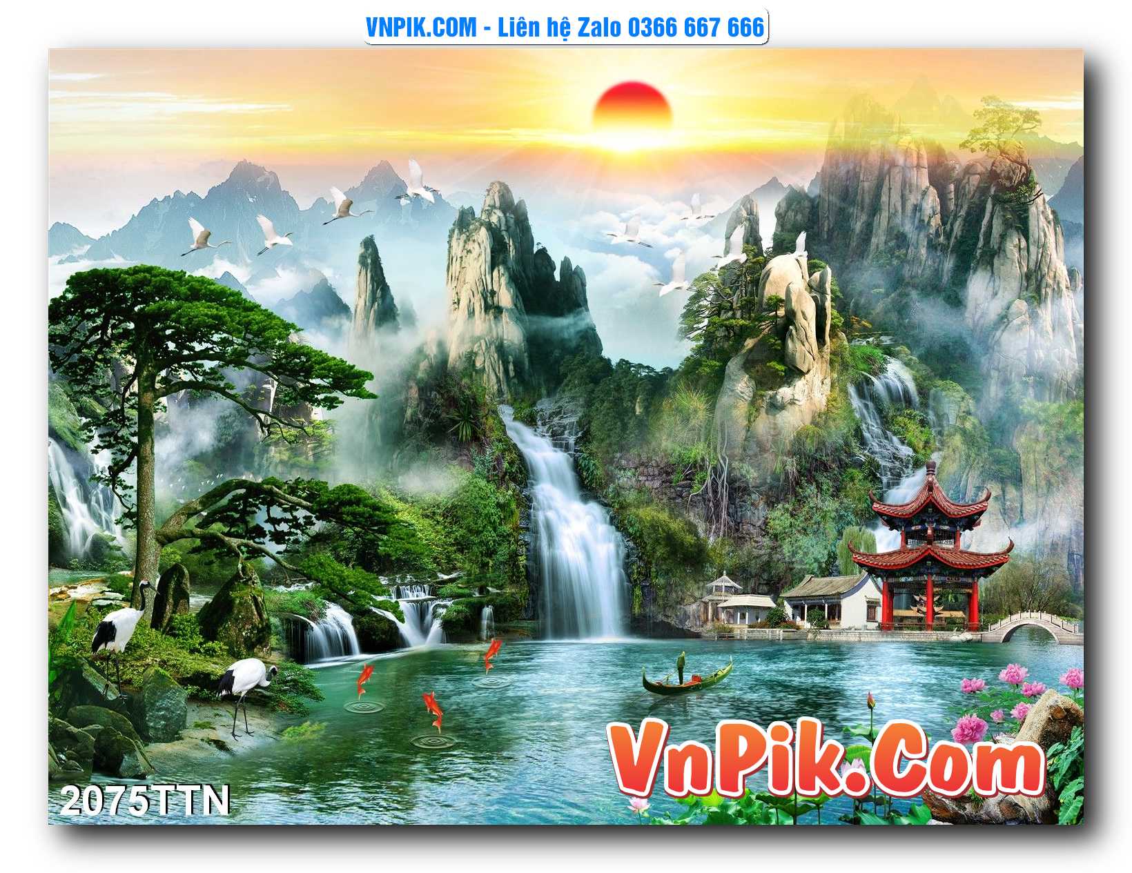 Tranh thác nước – Tranh phong thủy – Tranh treo tường mã 2075TTN