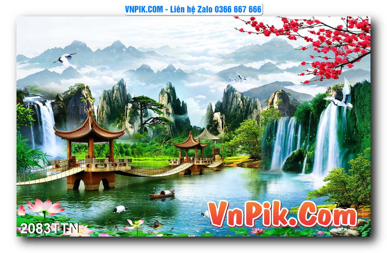 Tranh thác nước – Tranh phong thủy – Tranh treo tường mã 2083TTN