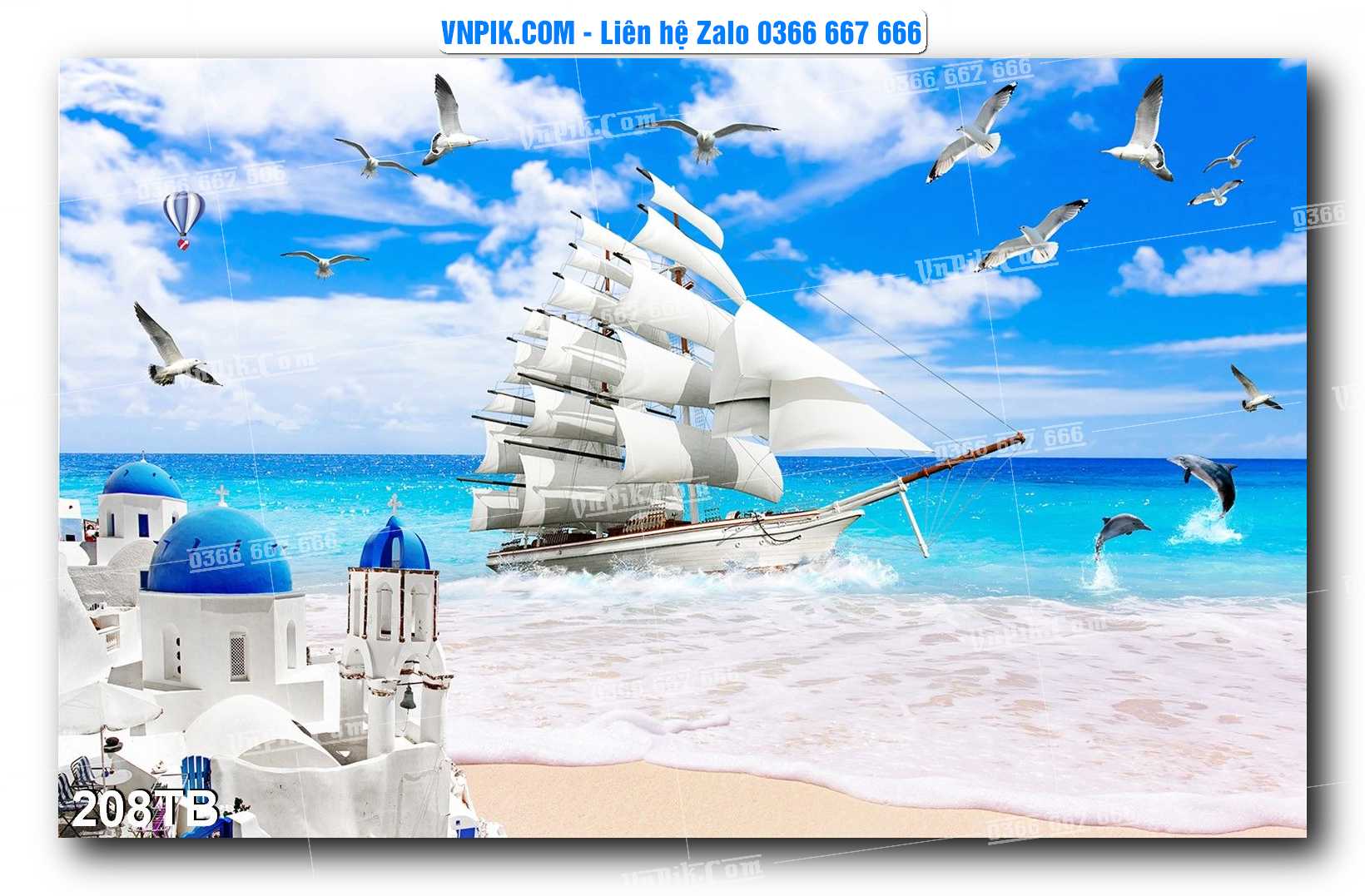 Tranh thuận buồm xuôi gió file PSD mẫu 208TB