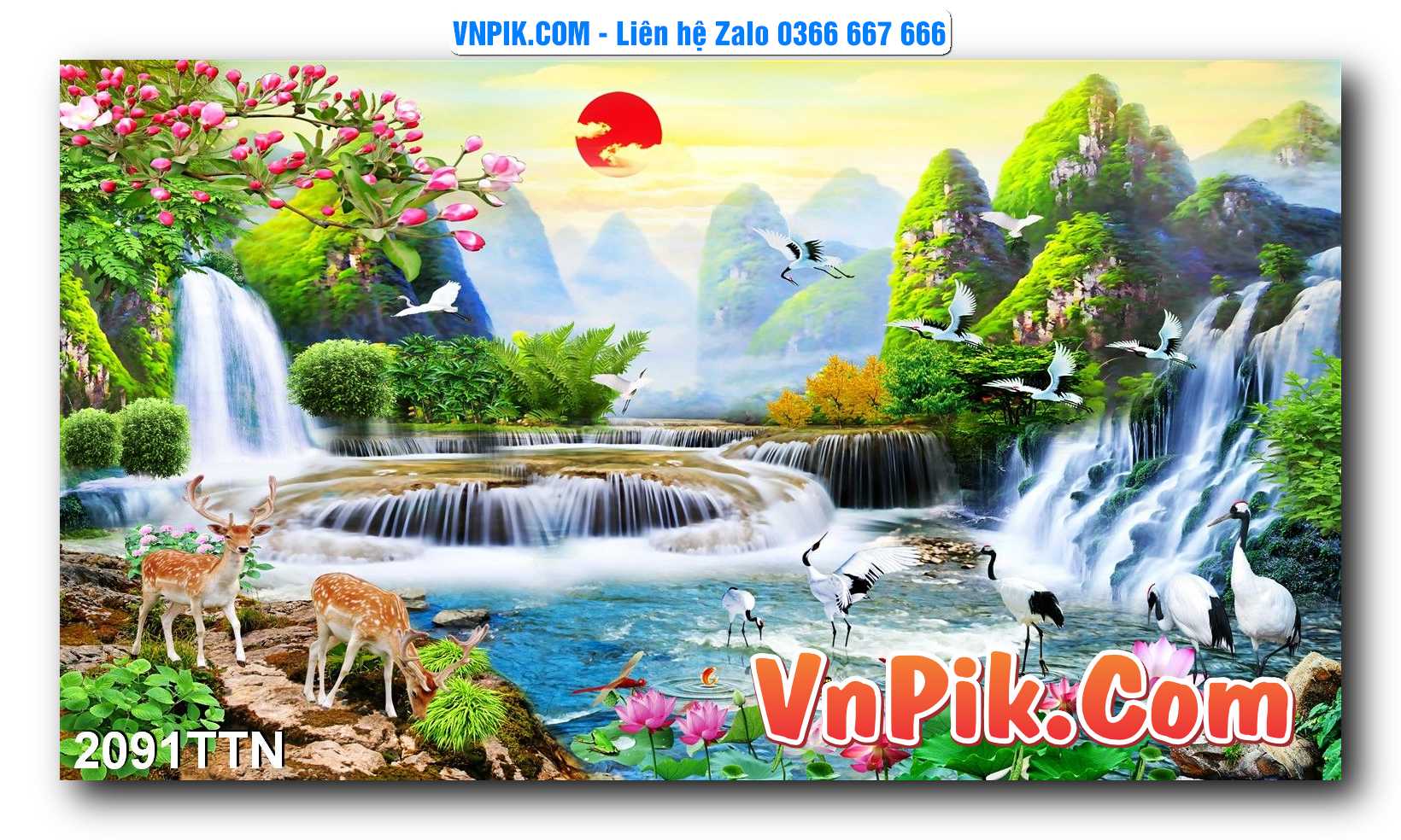 Tranh thác nước – Tranh phong thủy – Tranh treo tường mã 2091TTN
