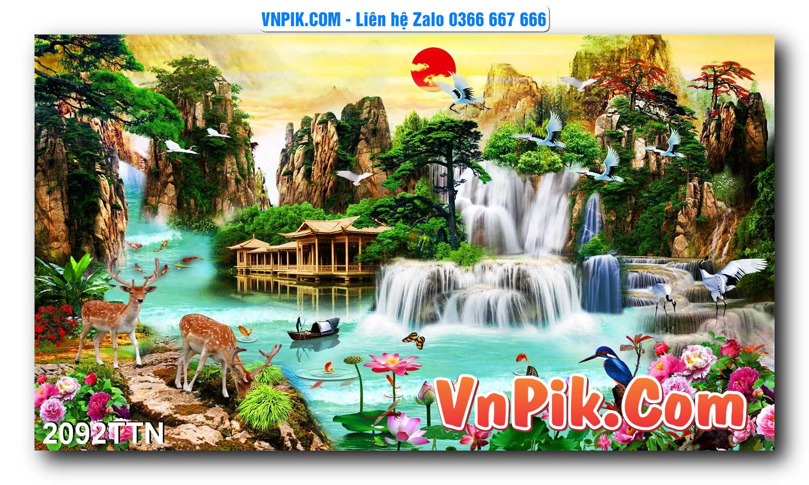 Tranh thác nước – Tranh phong thủy – Tranh treo tường mã 2092TTN