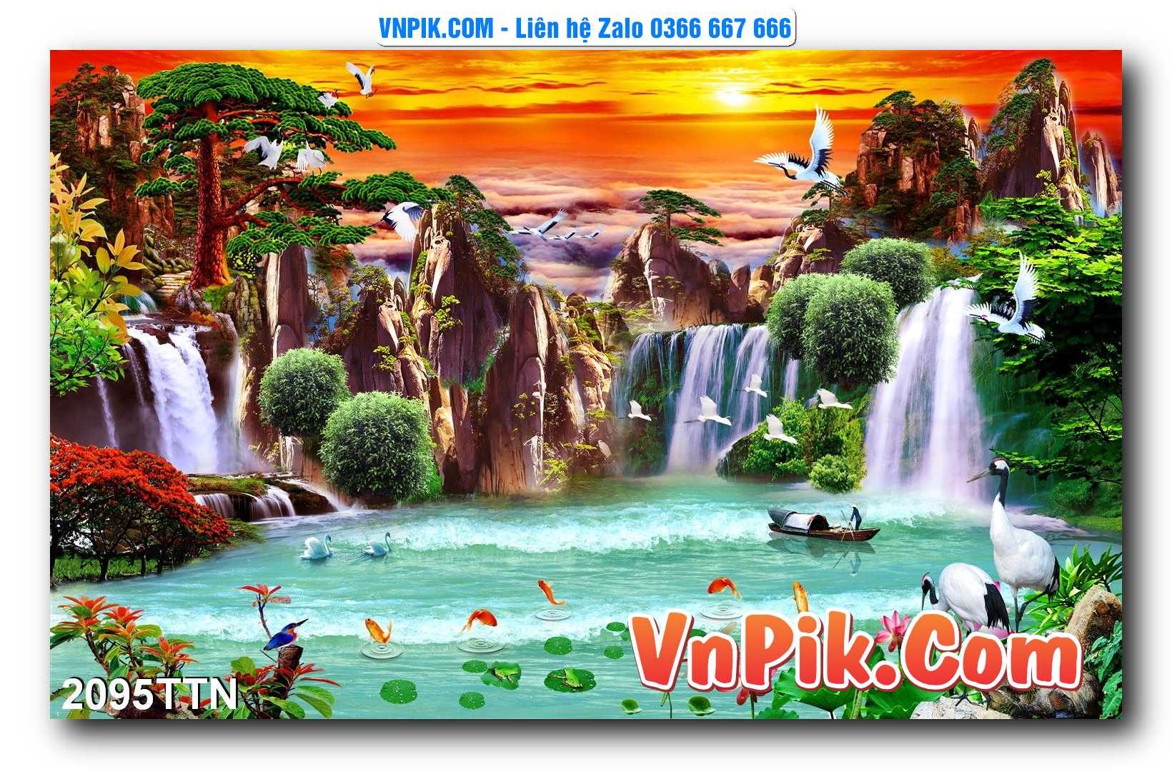 Tranh thác nước – Tranh phong thủy – Tranh treo tường mã 2095TTN