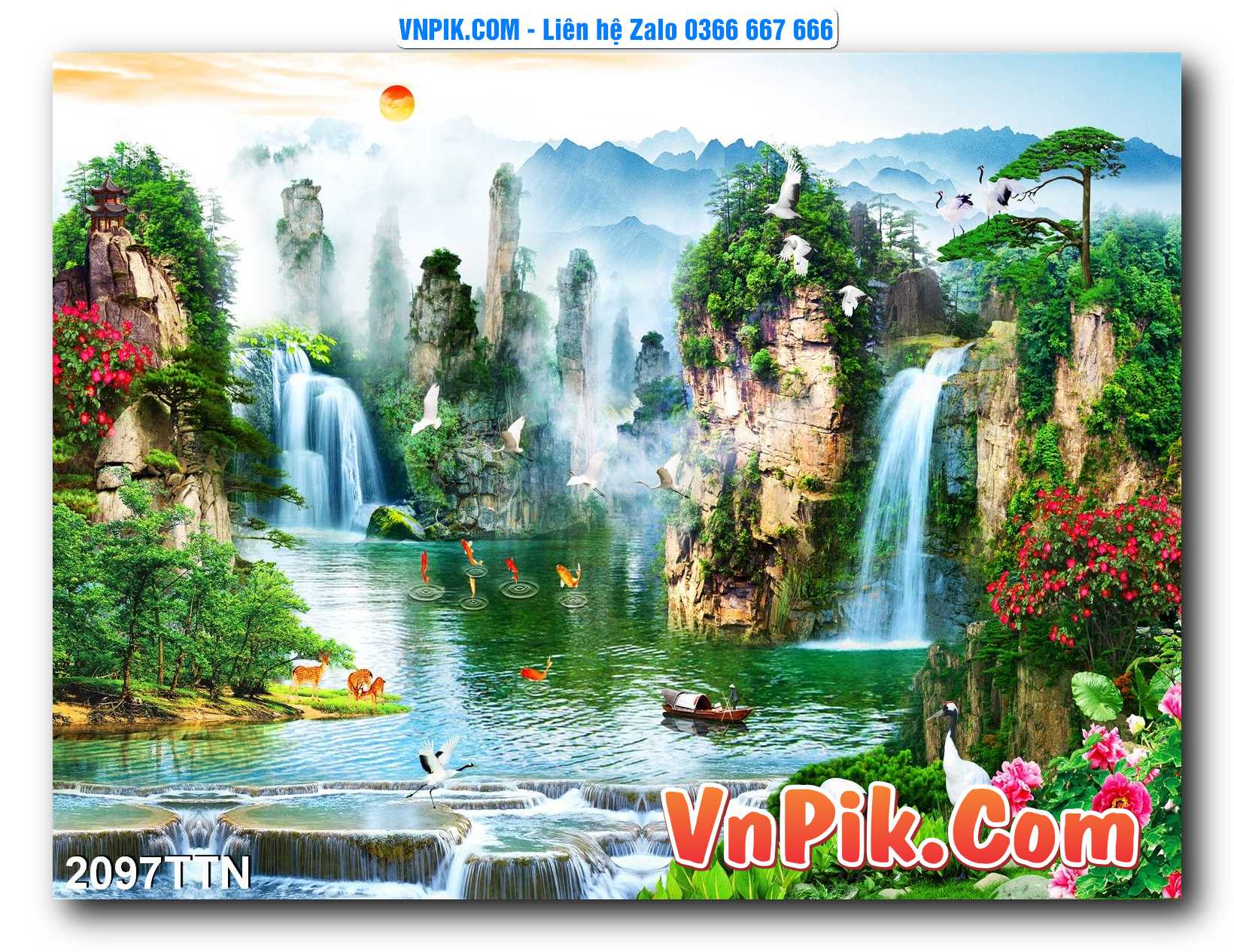 Tranh thác nước – Tranh phong thủy – Tranh treo tường mã 2097TTN