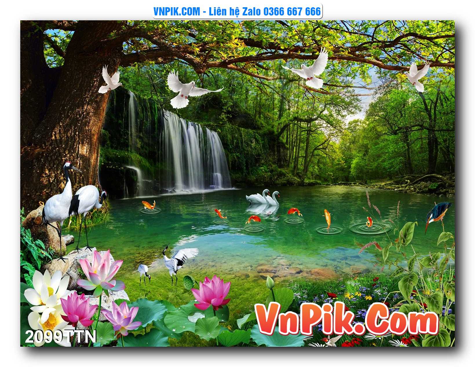 Tranh thác nước – Tranh phong thủy – Tranh treo tường mã 2099TTN