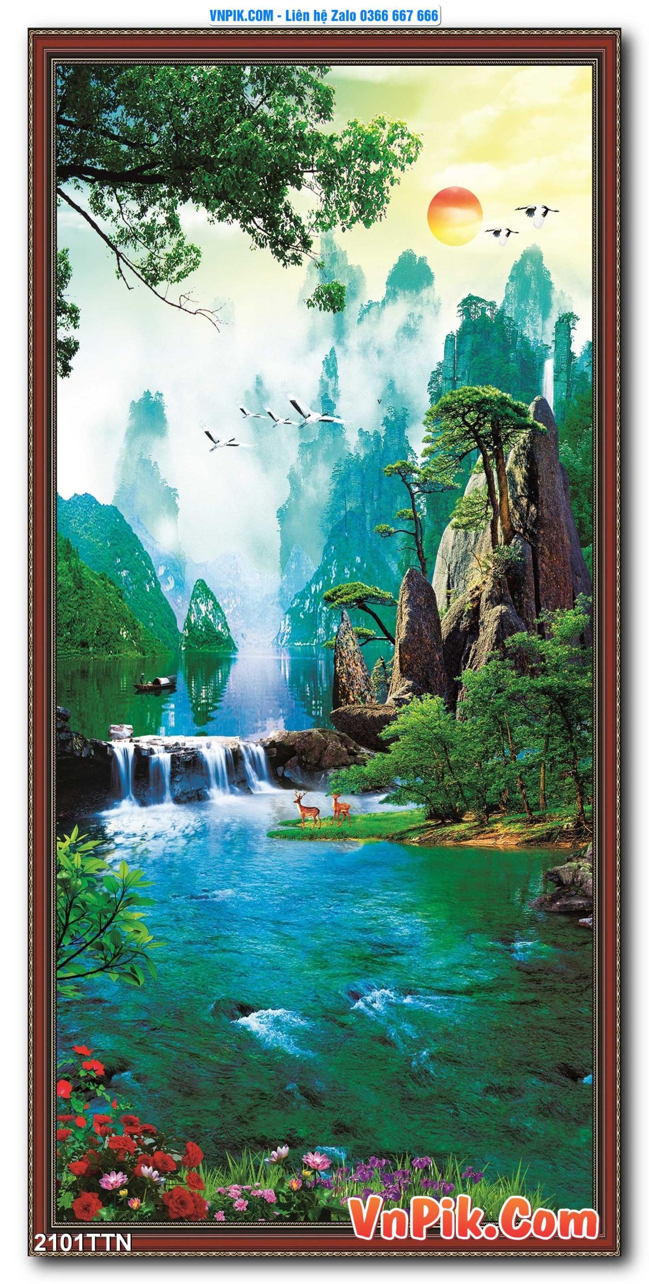 Tranh thác nước – Tranh phong thủy – Tranh treo tường mã 2101TTN
