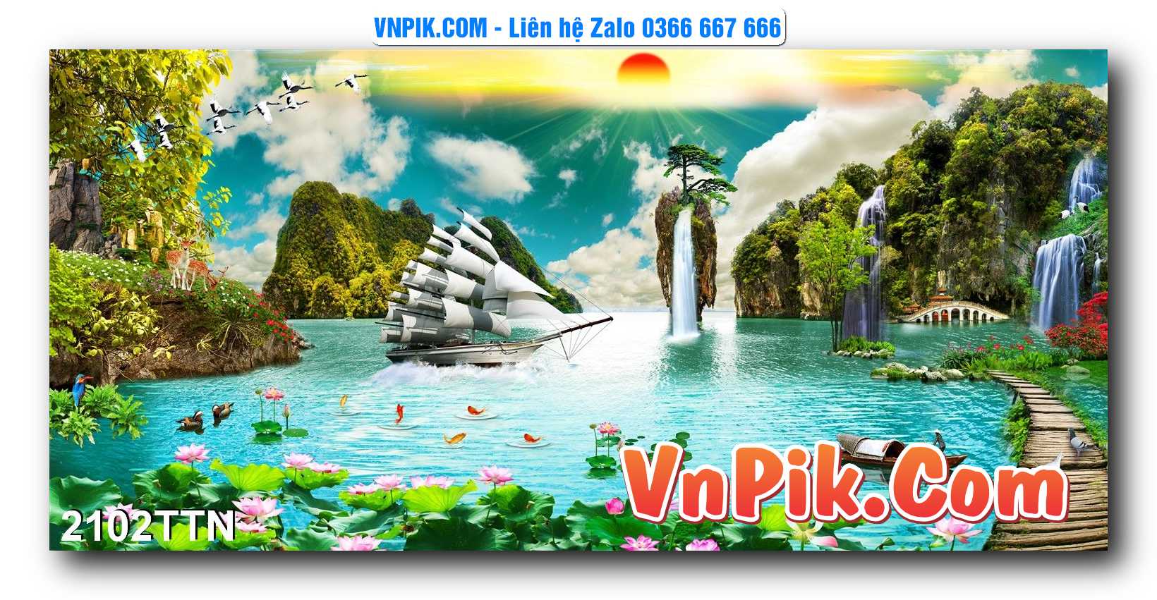 Tranh thác nước – Tranh phong thủy – Tranh treo tường mã 2102TTN