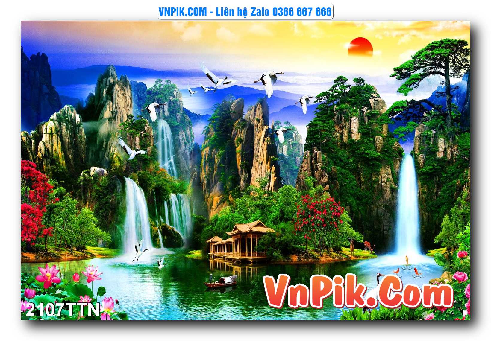Tranh thác nước – Tranh phong thủy – Tranh treo tường mã 2107TTN