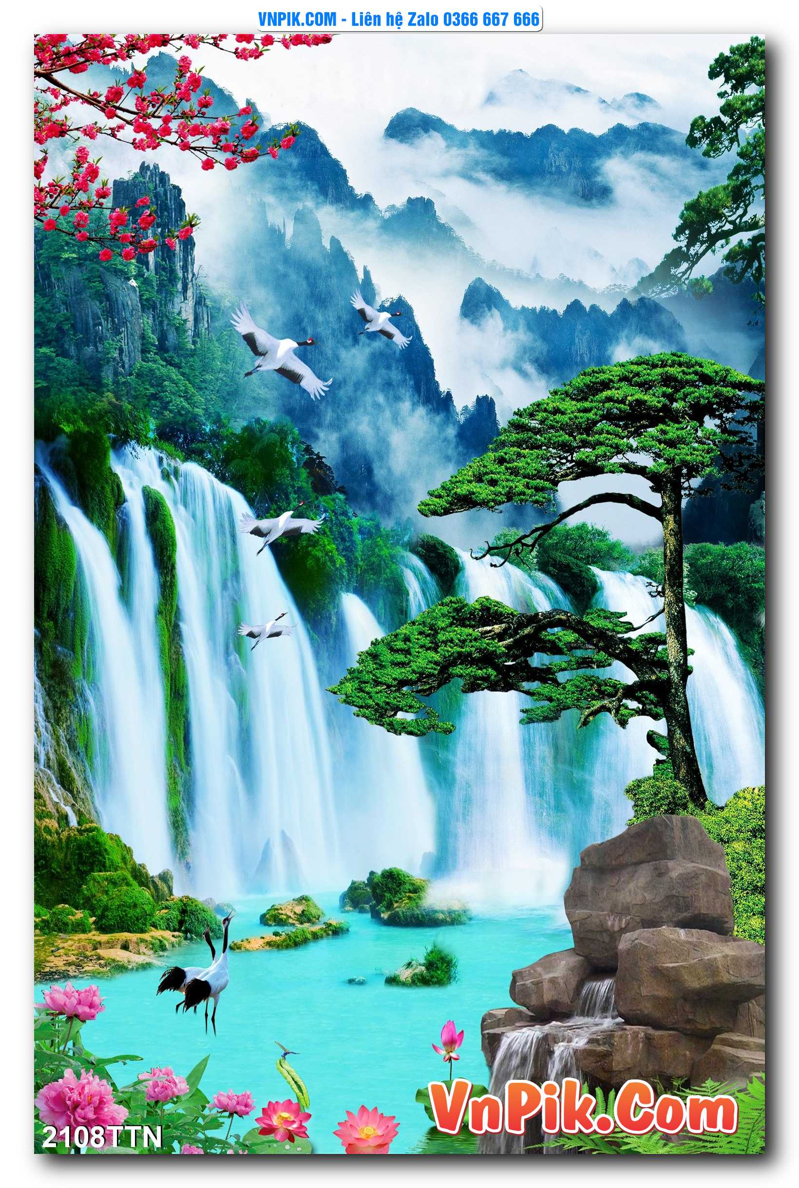 Tranh thác nước – Tranh phong thủy – Tranh treo tường mã 2108TTN