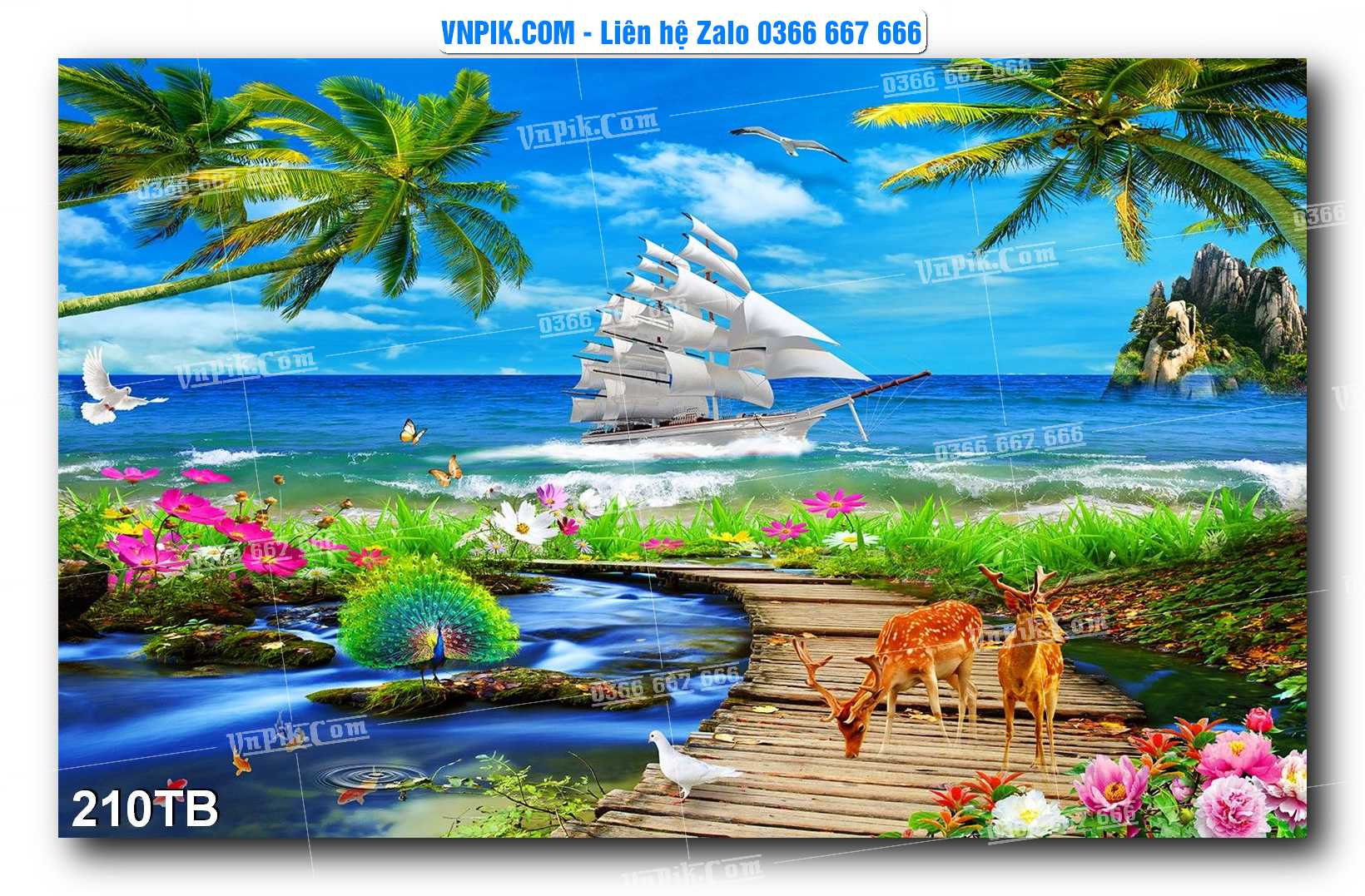 Tranh thuận buồm xuôi gió file PSD mẫu 210TB