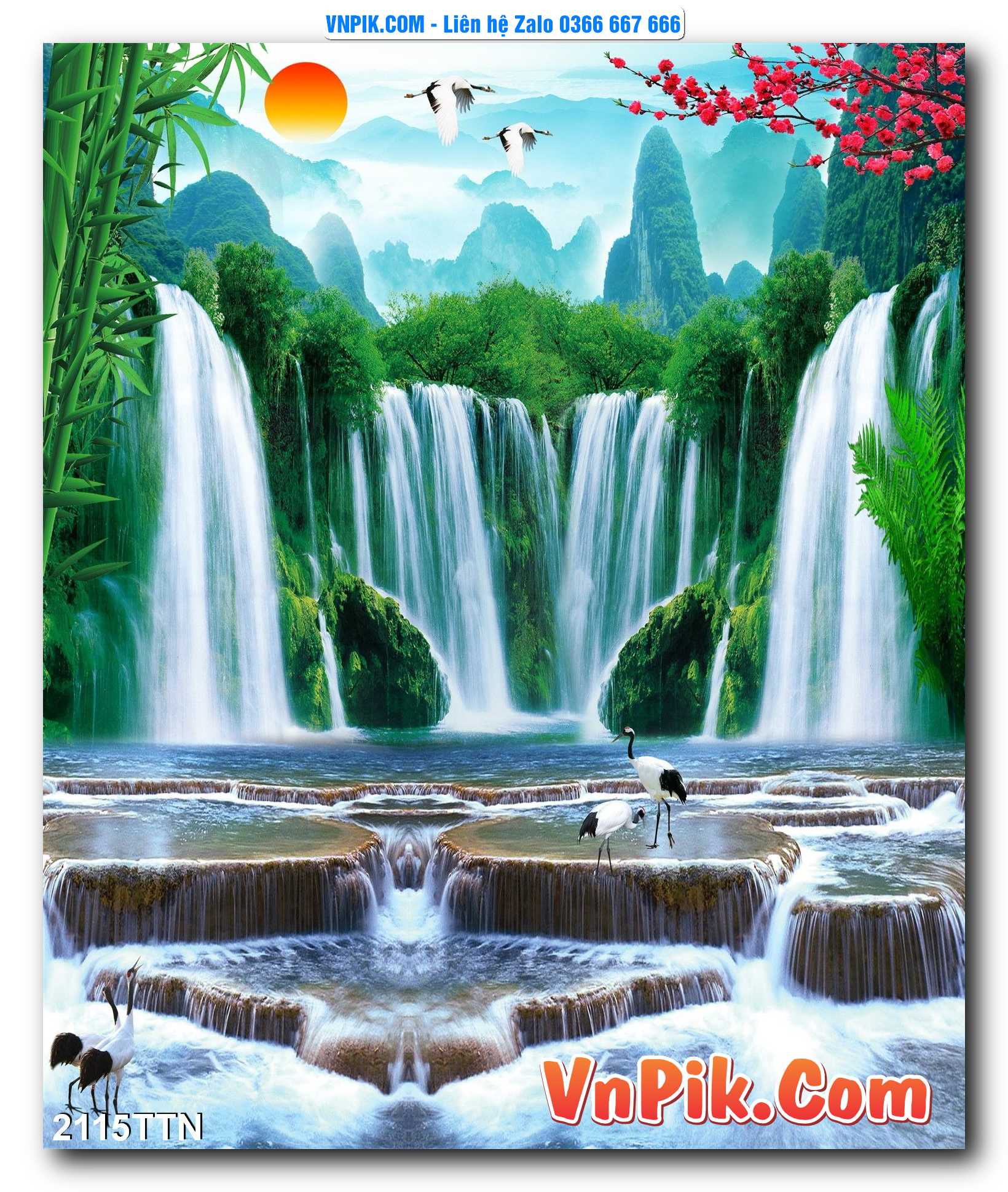 Tranh thác nước – Tranh phong thủy – Tranh treo tường mã 2115TTN