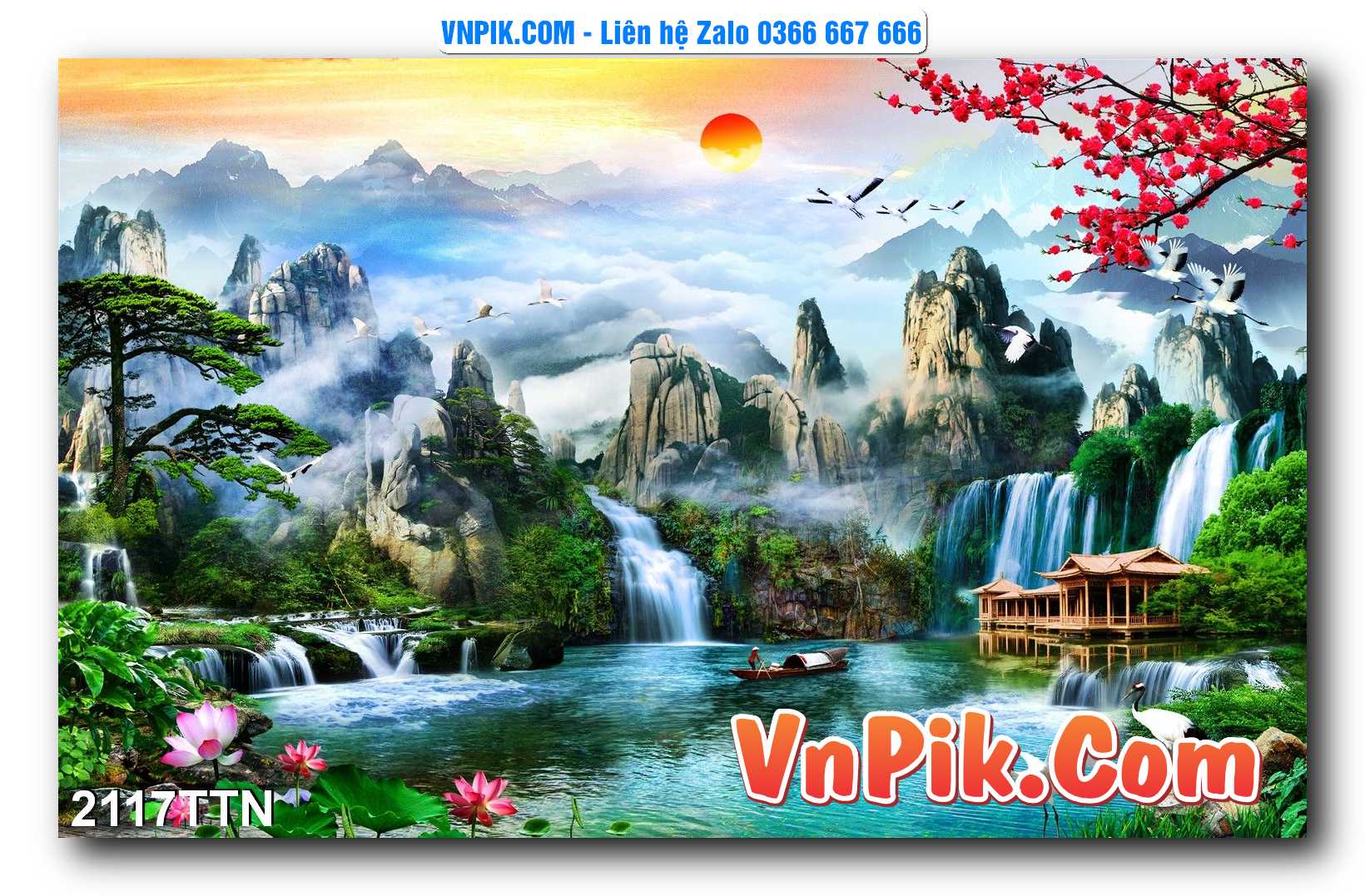 Tranh thác nước – Tranh phong thủy – Tranh treo tường mã 2117TTN