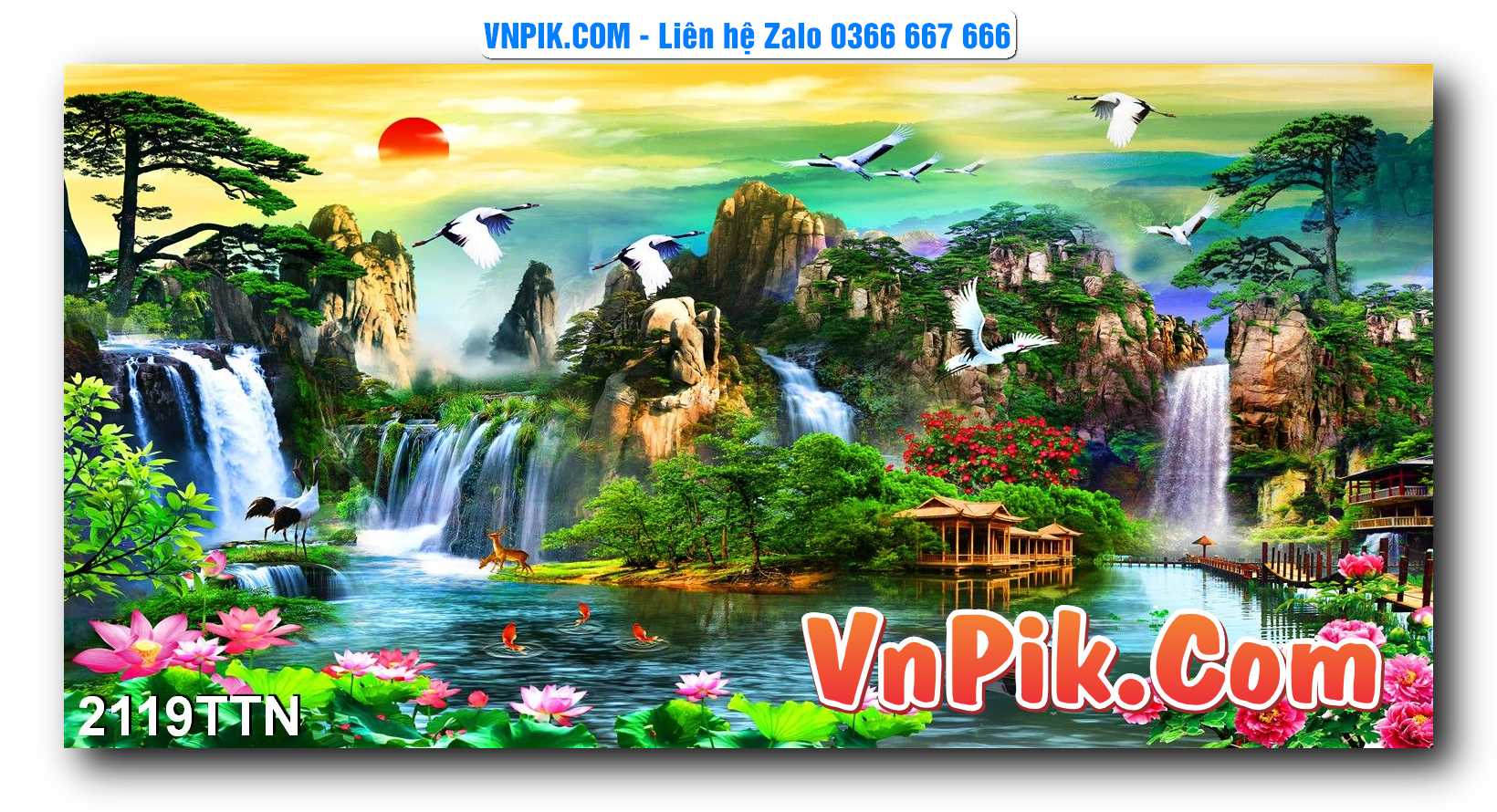 Tranh thác nước – Tranh phong thủy – Tranh treo tường mã 2119TTN