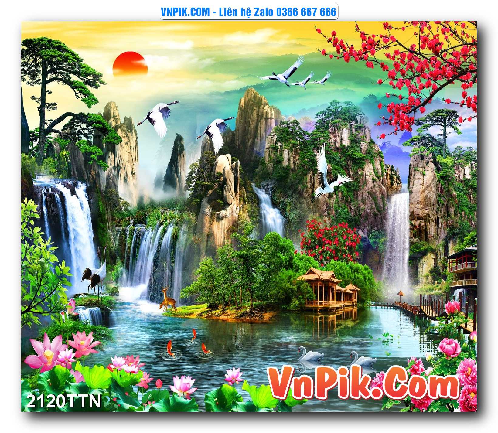 Tranh thác nước – Tranh phong thủy – Tranh treo tường mã 2120TTN