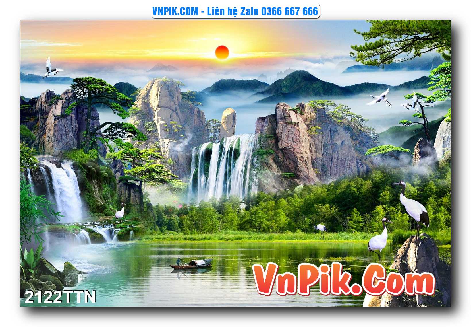 Tranh thác nước – Tranh phong thủy – Tranh treo tường mã 2122TTN