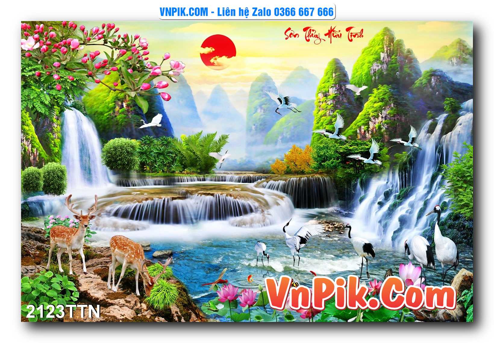 Tranh thác nước – Tranh phong thủy – Tranh treo tường mã 2123TTN