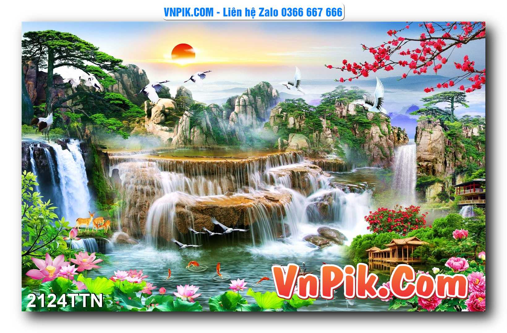 Tranh thác nước – Tranh phong thủy – Tranh treo tường mã 2124TTN