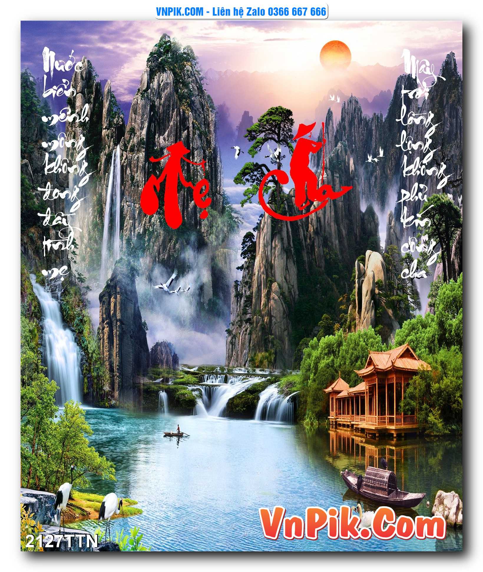 Tranh thác nước – Tranh phong thủy – Tranh treo tường mã 2127TTN