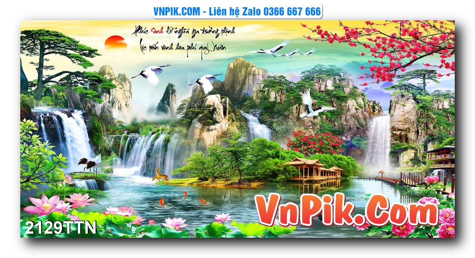 Tranh thác nước – Tranh phong thủy – Tranh treo tường mã 2129TTN