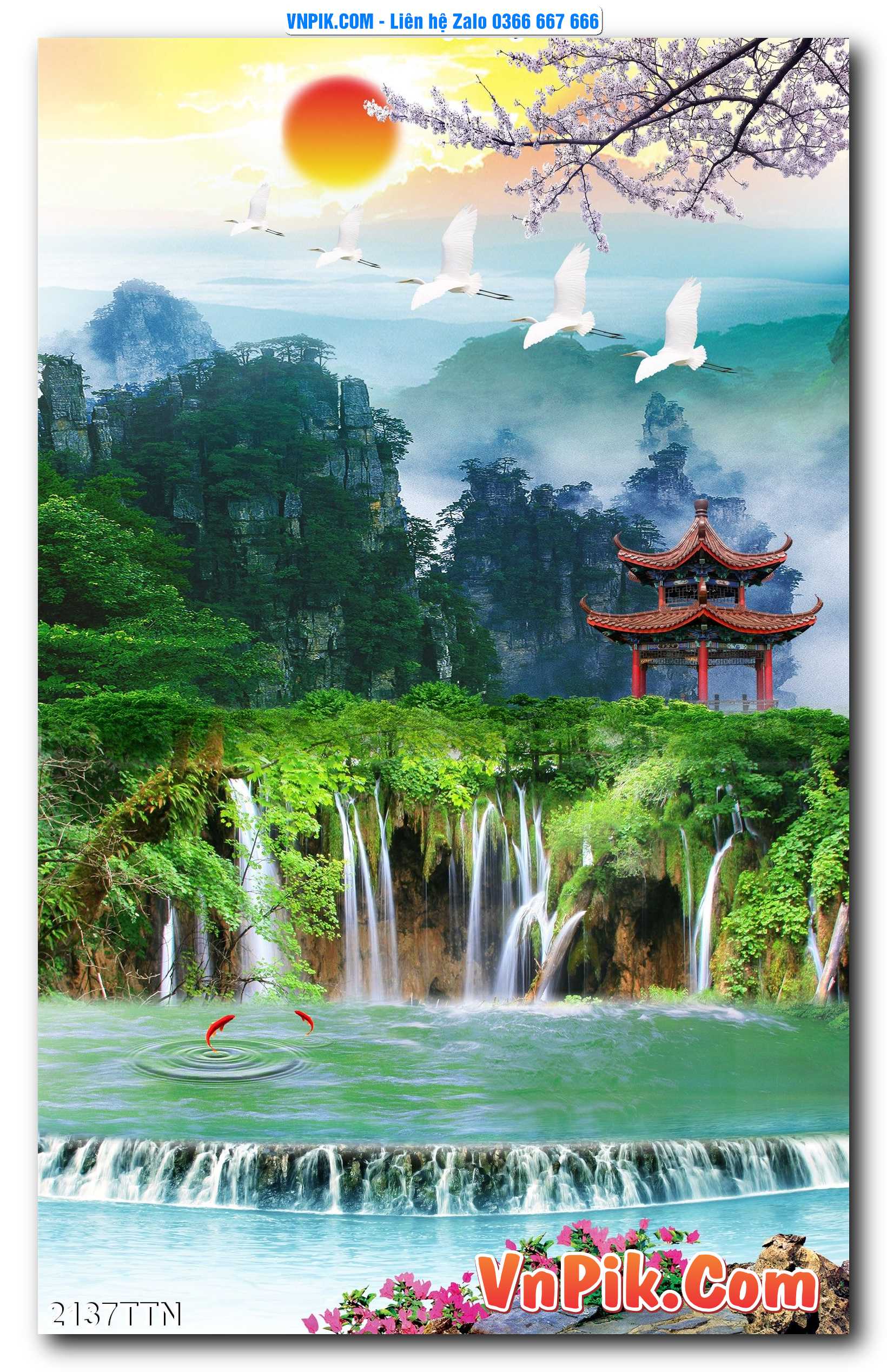 Tranh thác nước – Tranh phong thủy – Tranh treo tường mã 2137TTN