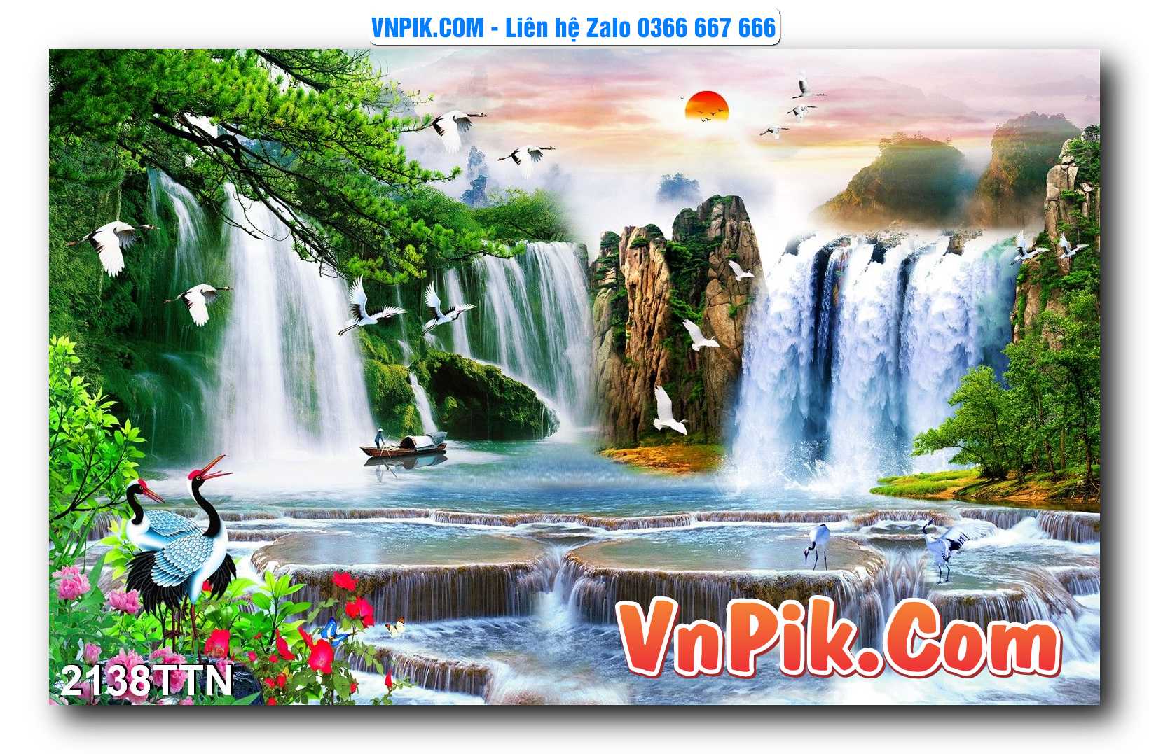 Tranh thác nước – Tranh phong thủy – Tranh treo tường mã 2138TTN