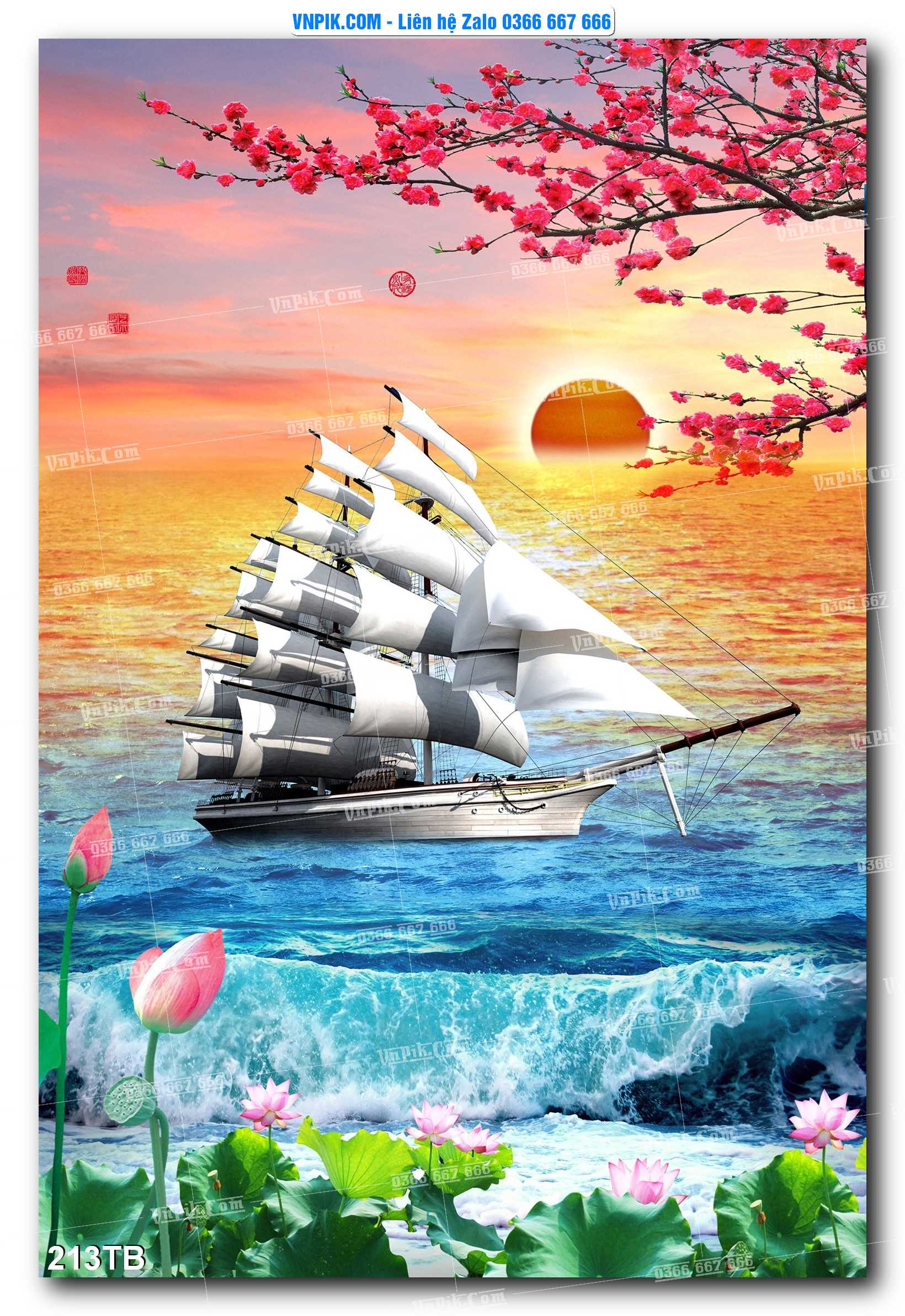 Tranh thuận buồm xuôi gió file PSD mẫu 213TB