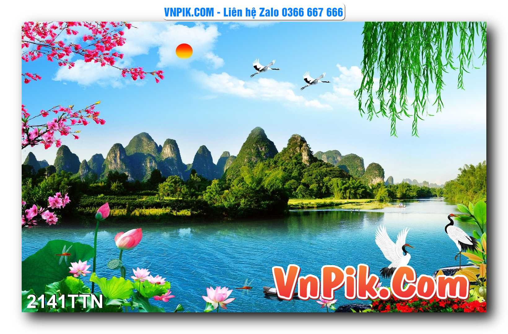 Tranh thác nước – Tranh phong thủy – Tranh treo tường mã 2141TTN