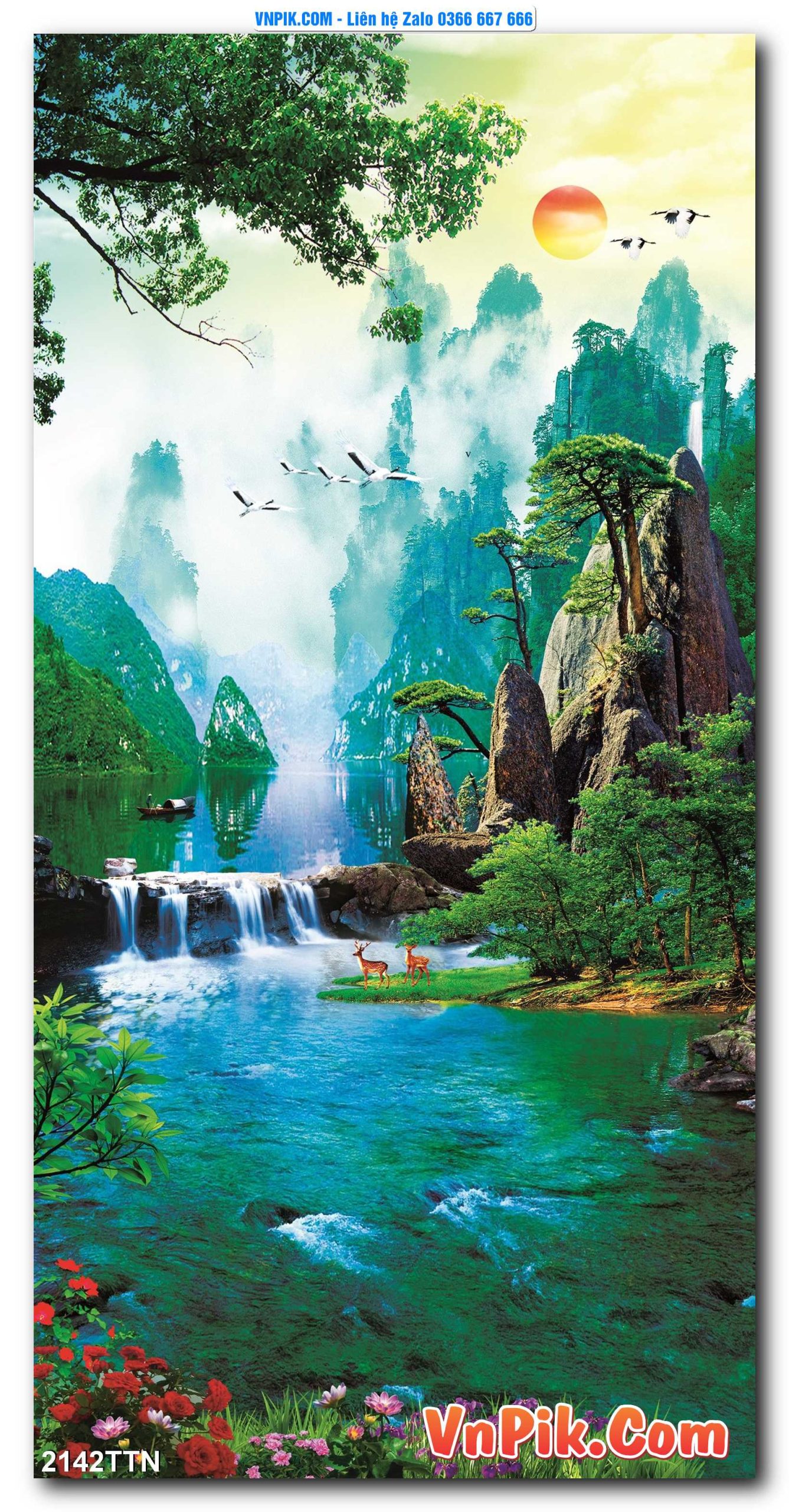 Tranh thác nước – Tranh phong thủy – Tranh treo tường mã 2142TTN
