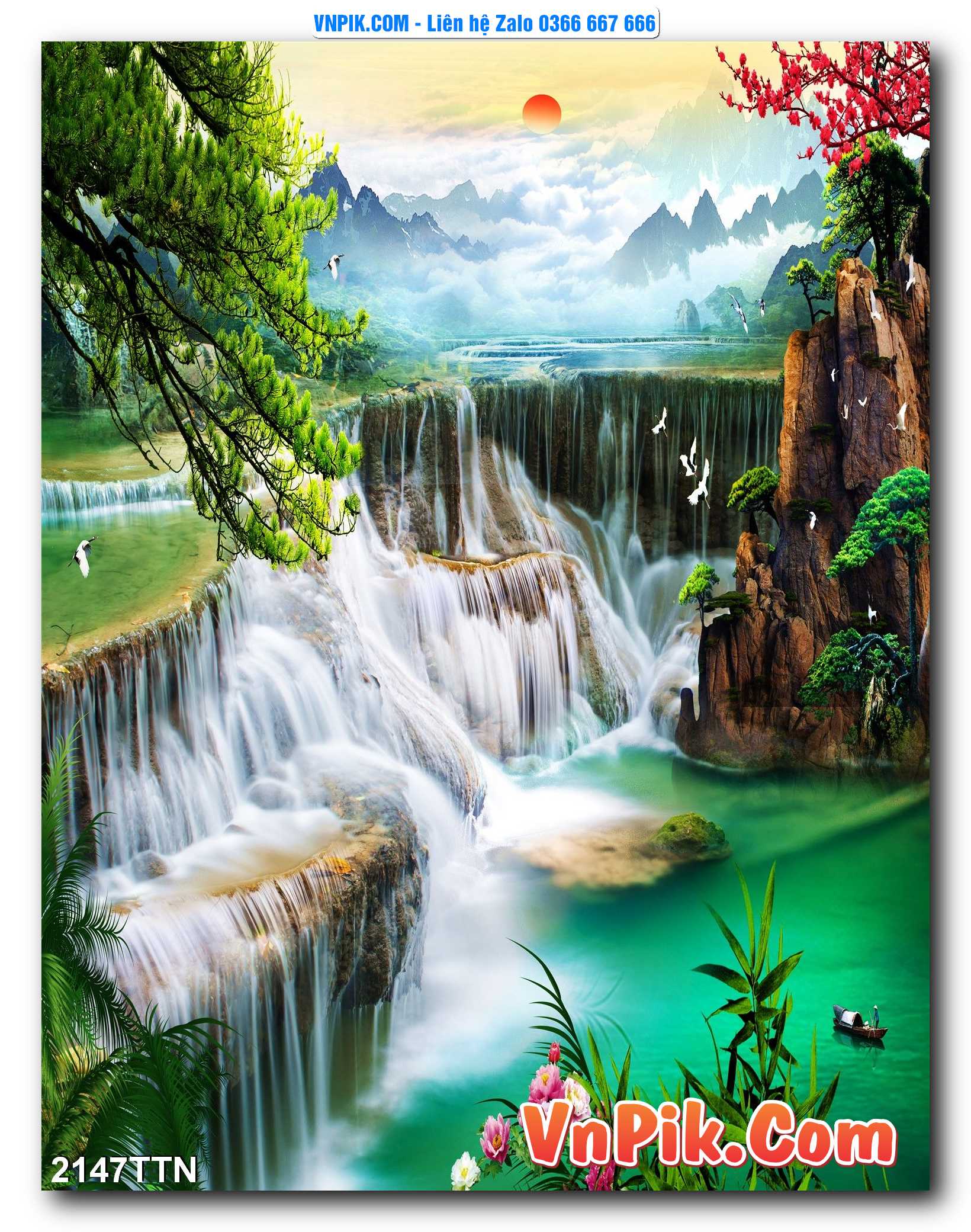 Tranh thác nước – Tranh phong thủy – Tranh treo tường mã 2147TTN