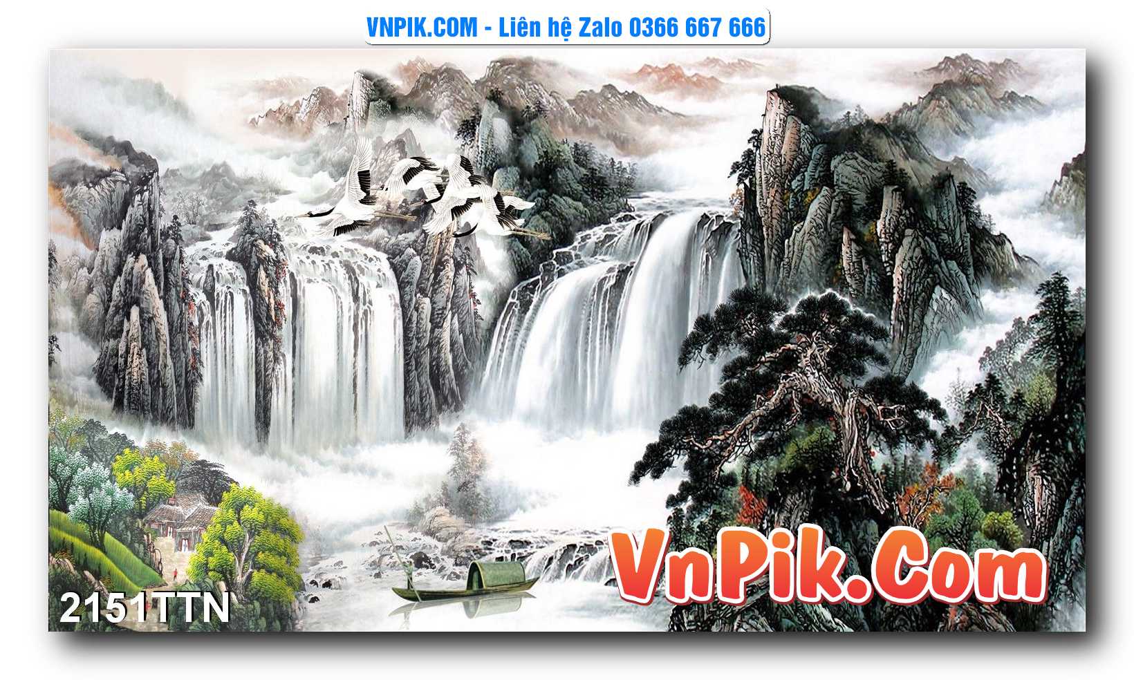 Tranh thác nước – Tranh phong thủy – Tranh treo tường mã 2151TTN